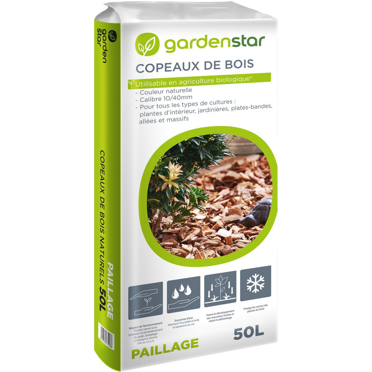 GARDENSTAR Copeaux de bois naturel - 50L