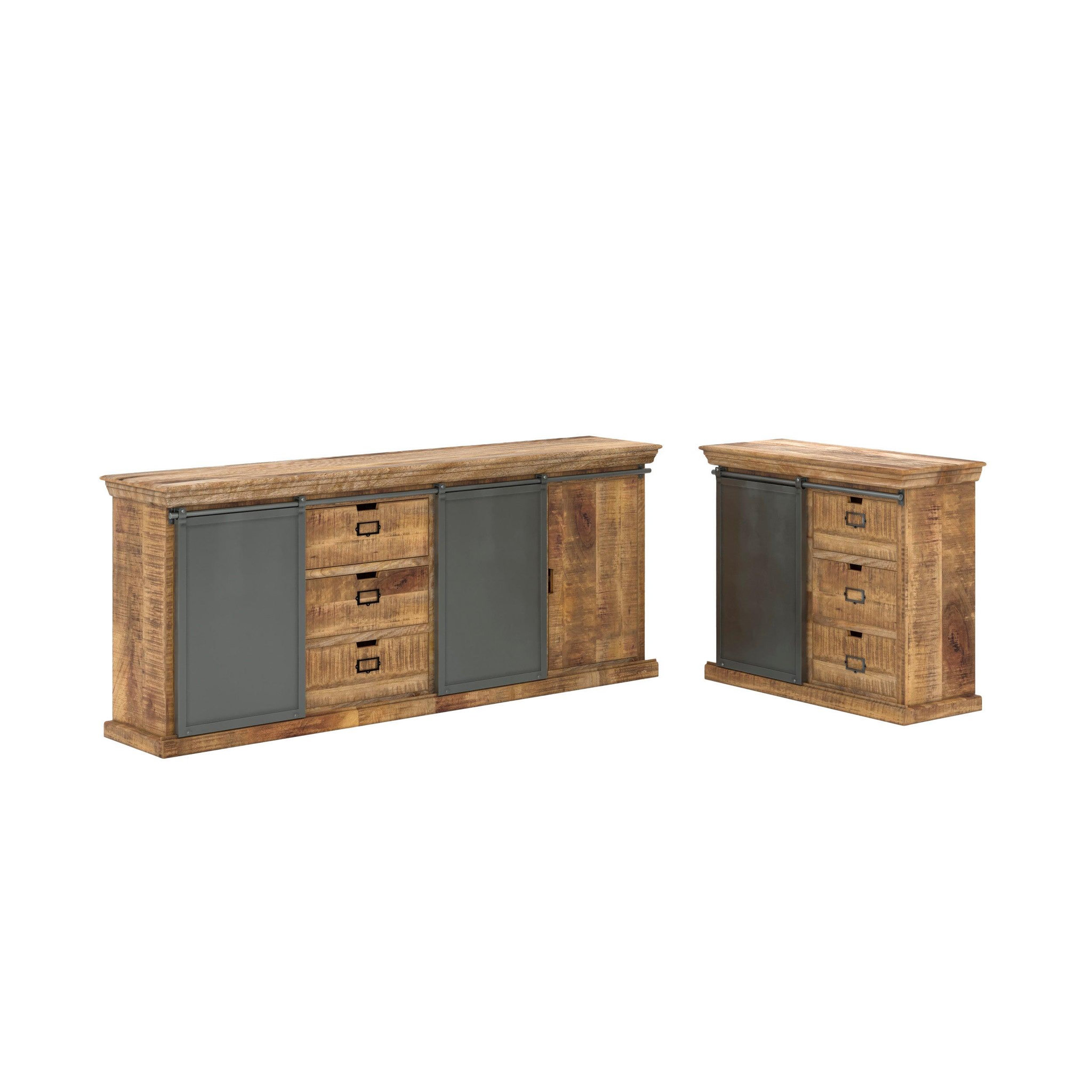 MAISON PAVANE Ensemble 2 buffets en bois de manguier massif -tabuk