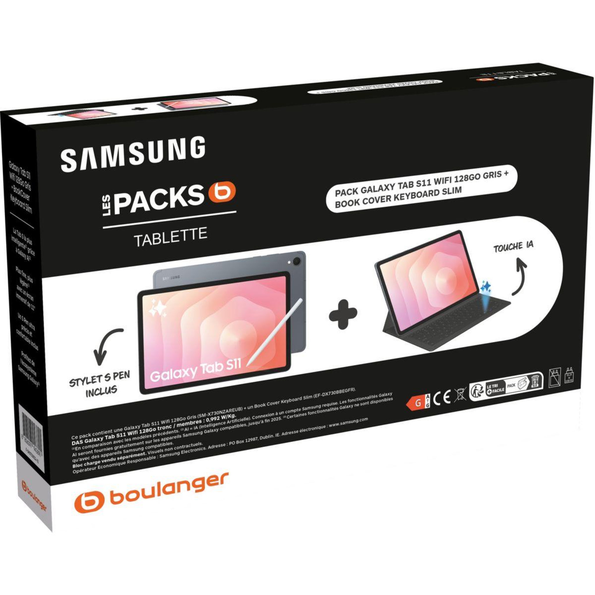 Voir la diapositive 3 : Samsung Tablette android pack galaxy tab s11 128go avec galaxy ia + keyboard