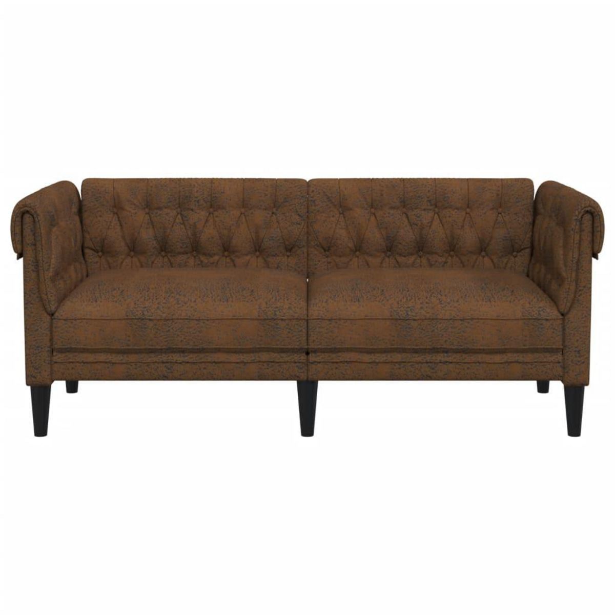 VIDAXL Canape Chesterfield 2 places marron tissu