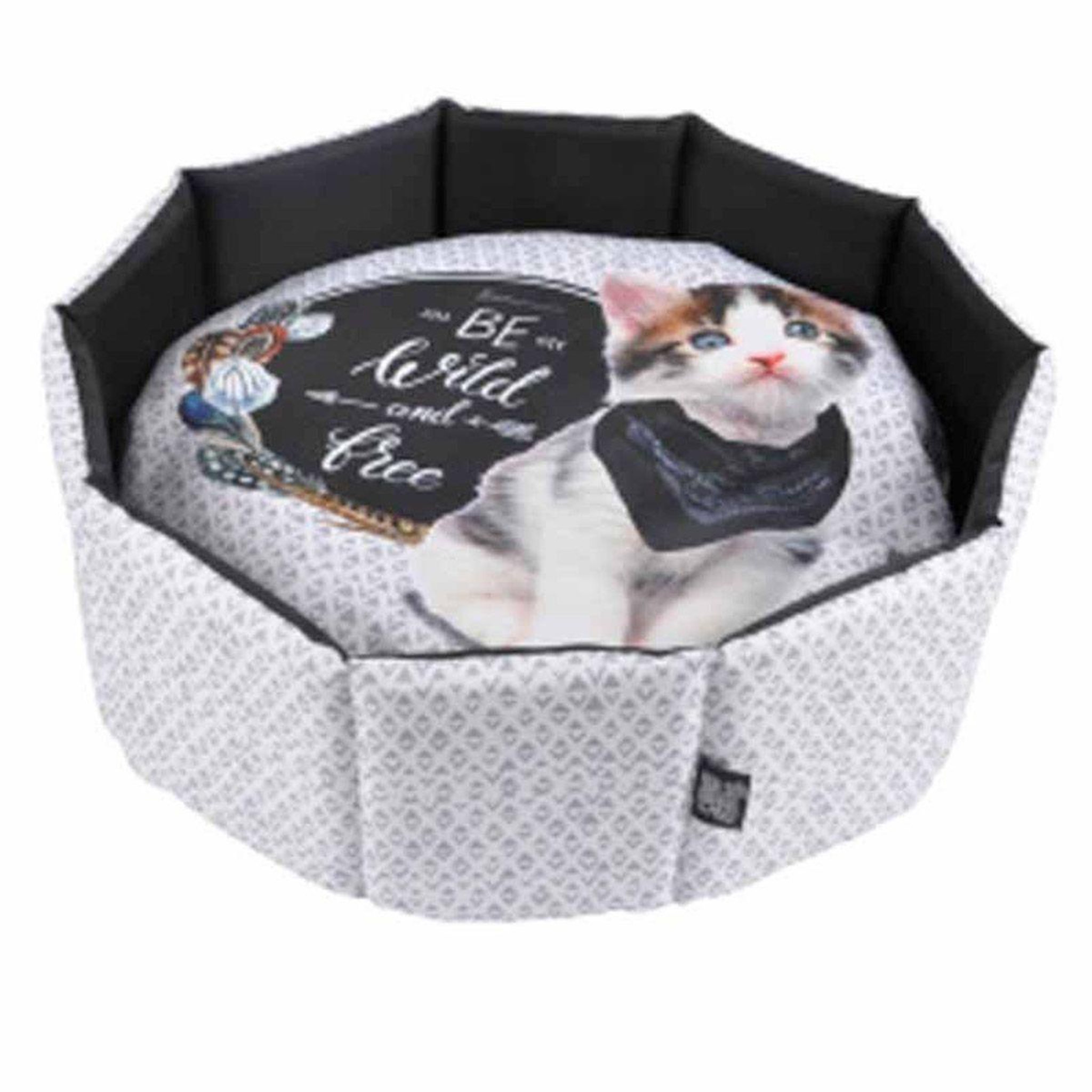 HOMEA Panier rond pour chat  be wild and free  48cm gris
