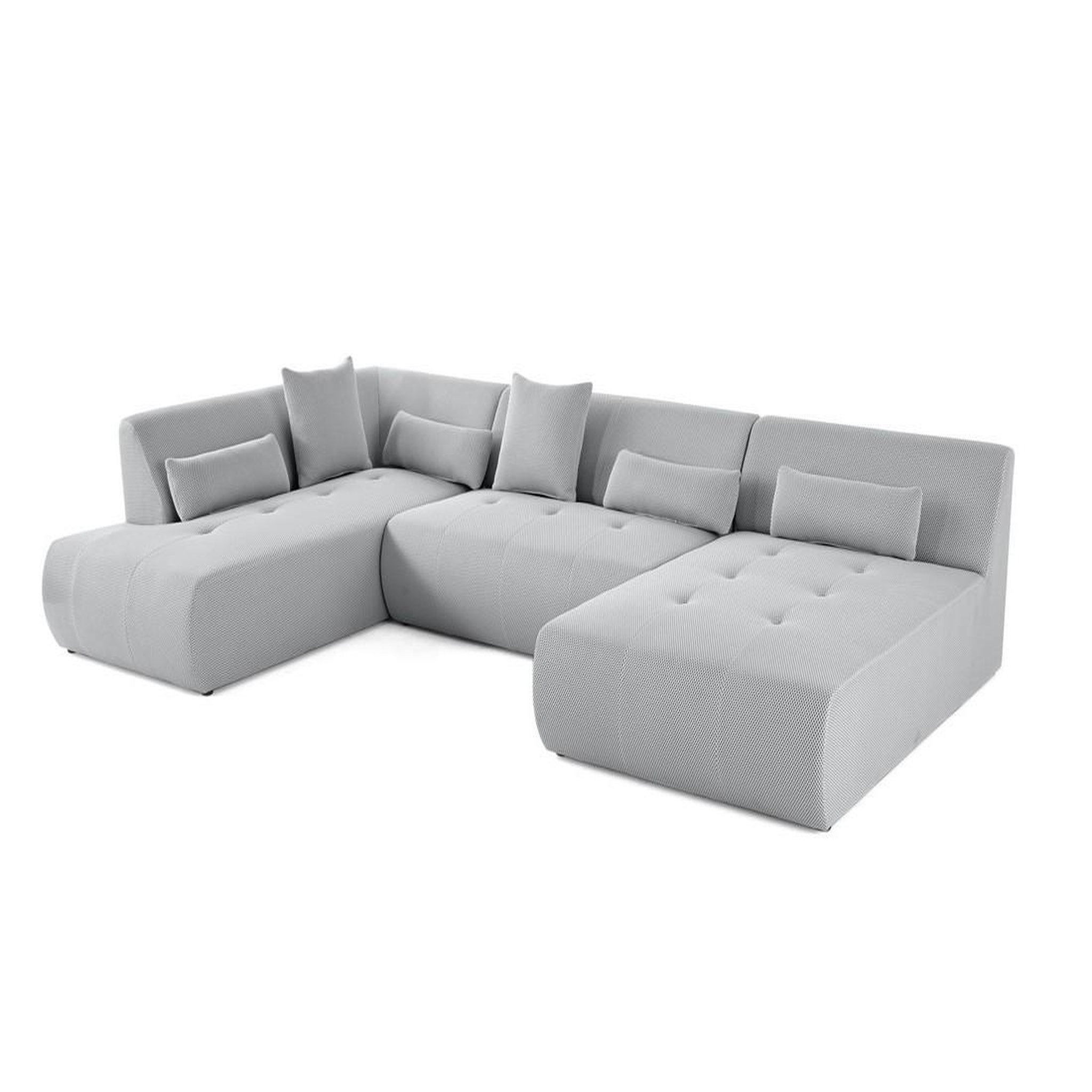 Voir la diapositive 2 : LISA DESIGN Onyx - canapé panoramique d'angle gauche - 7 places - en tissu mailles 3d