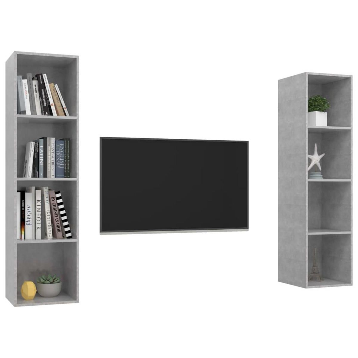 VIDAXL Meubles TV muraux 2 pcs Gris beton Bois d'ingenierie