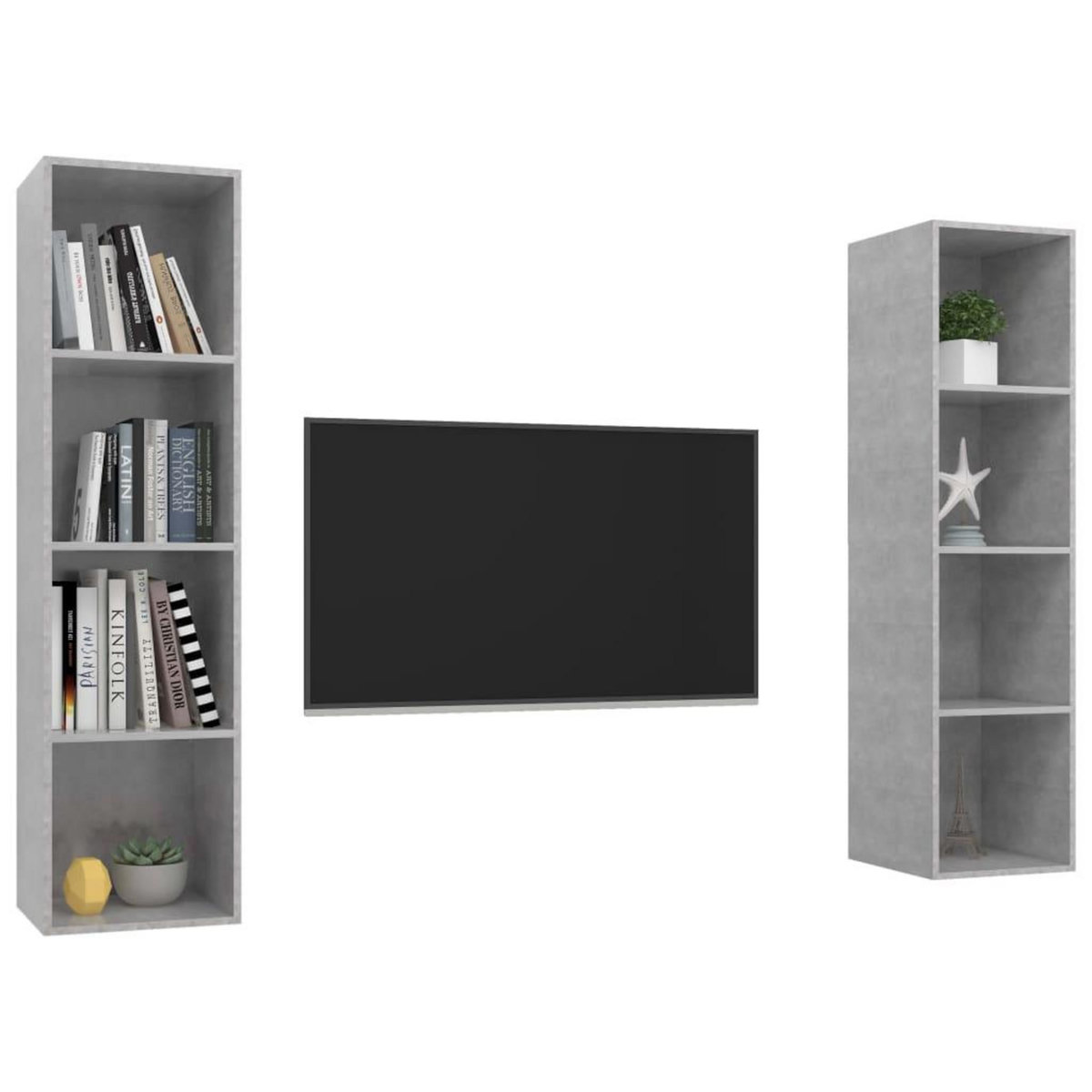 VIDAXL Meubles TV muraux 2 pcs Gris beton Bois d'ingenierie