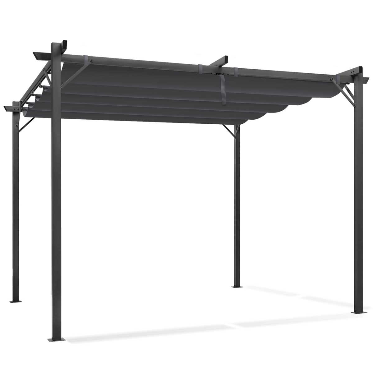 ID MARKET Pergola édition spéciale toit rétractable 3x4 M et 4 stores gris anthracite