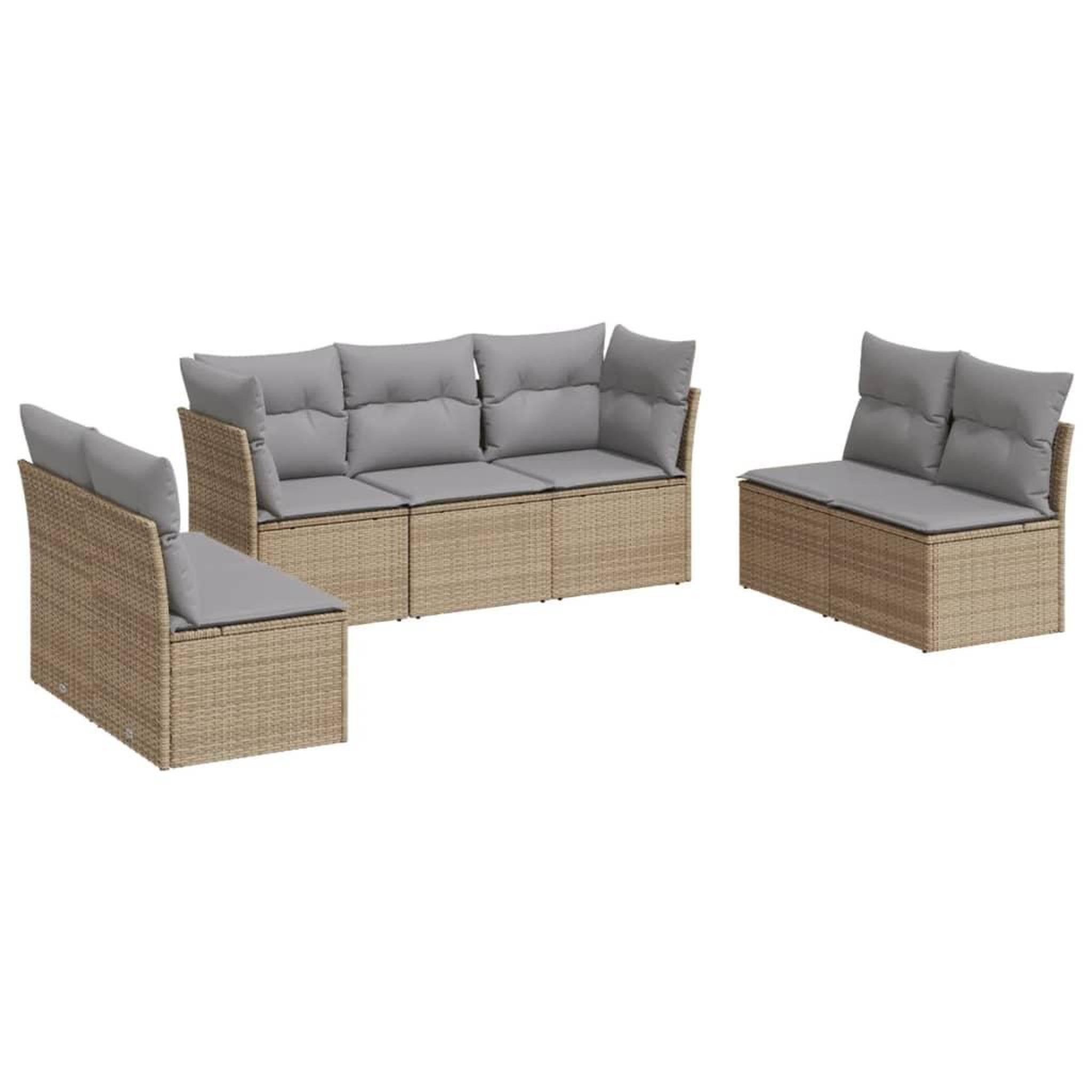 Voir la diapositive 2 : VIDAXL Salon de jardin avec coussins 7 pcs beige resine tressee