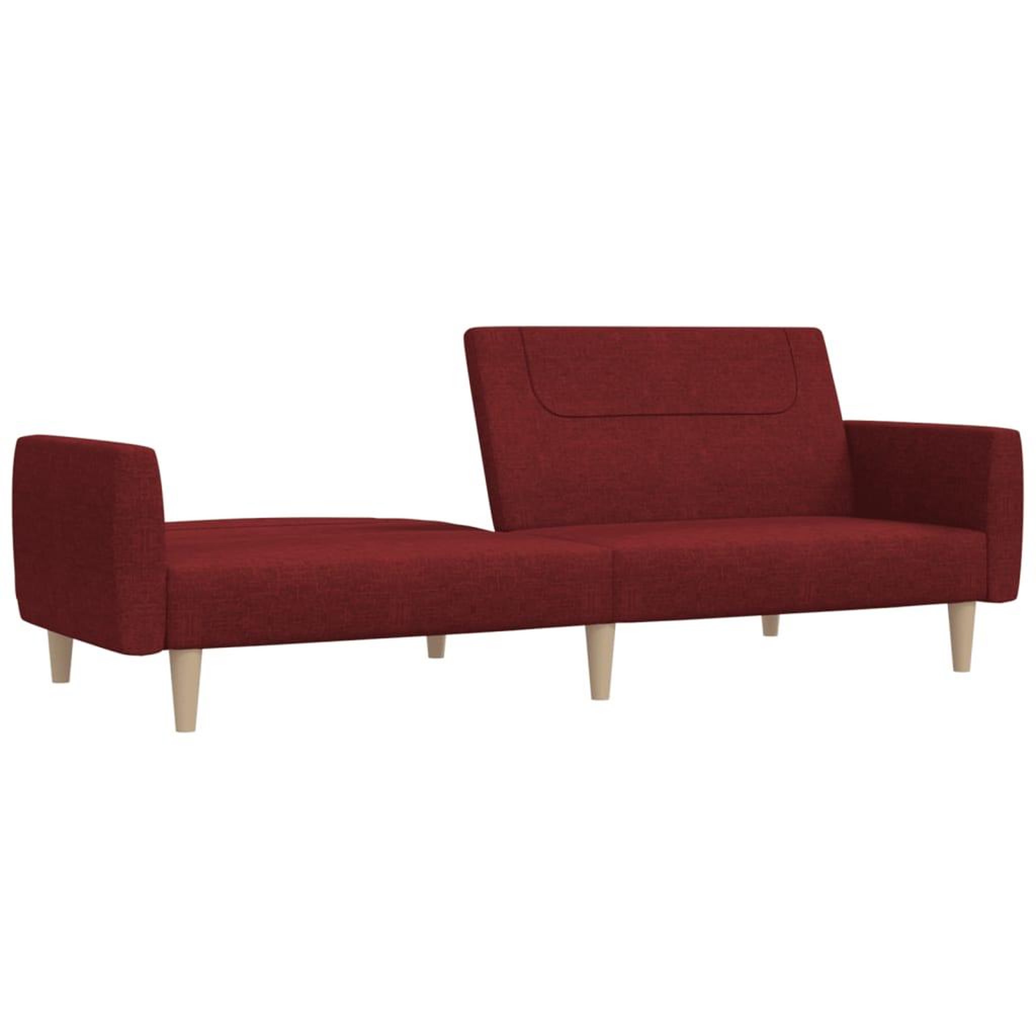 Voir la diapositive 4 : VIDAXL Canape-lit a 2 places rouge bordeaux tissu
