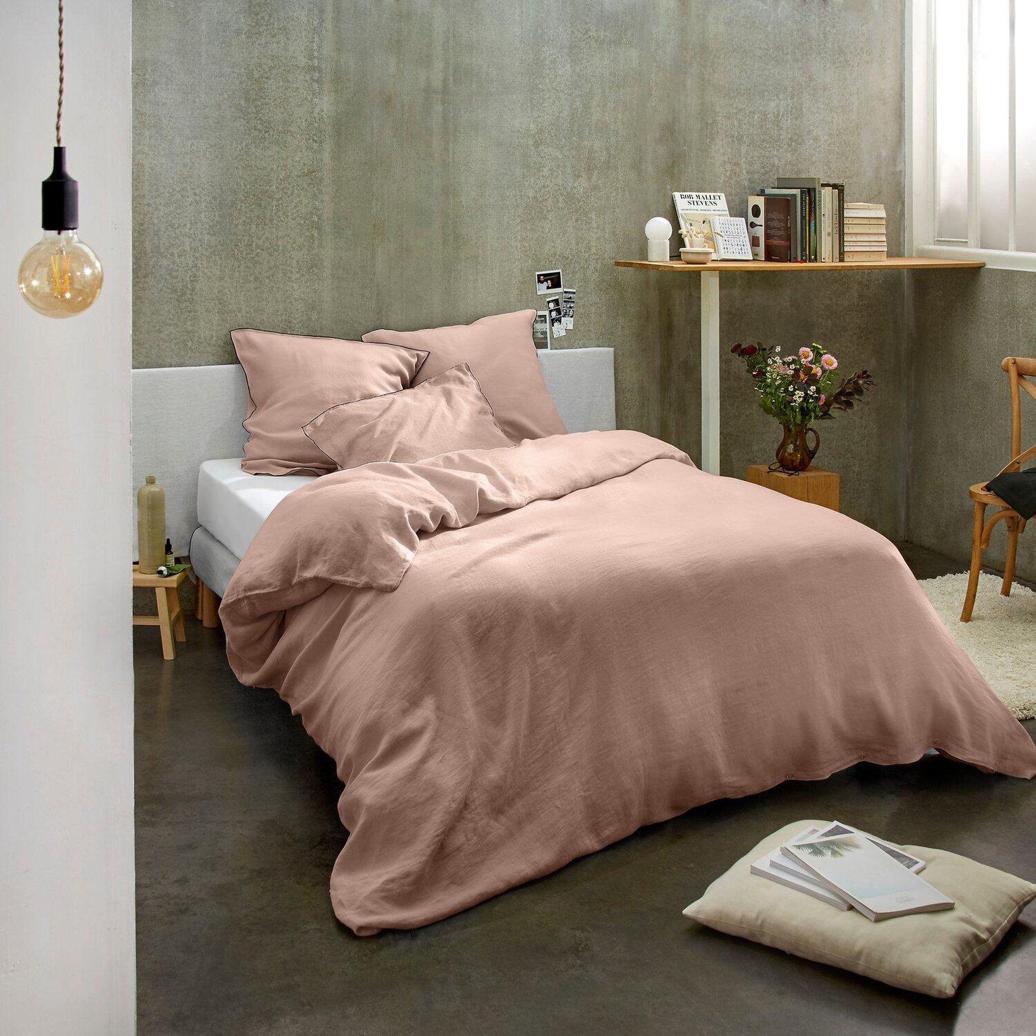 Voir la diapositive 5 : BATON ROUGE Parure de housse de couette 100% lin lavé 160gsm
