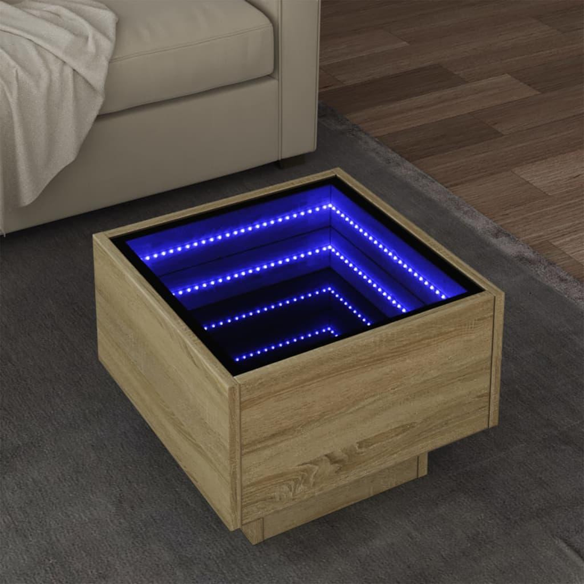 VIDAXL Table d'appoint et LED chene sonoma 40x40x30 cm bois ingenierie