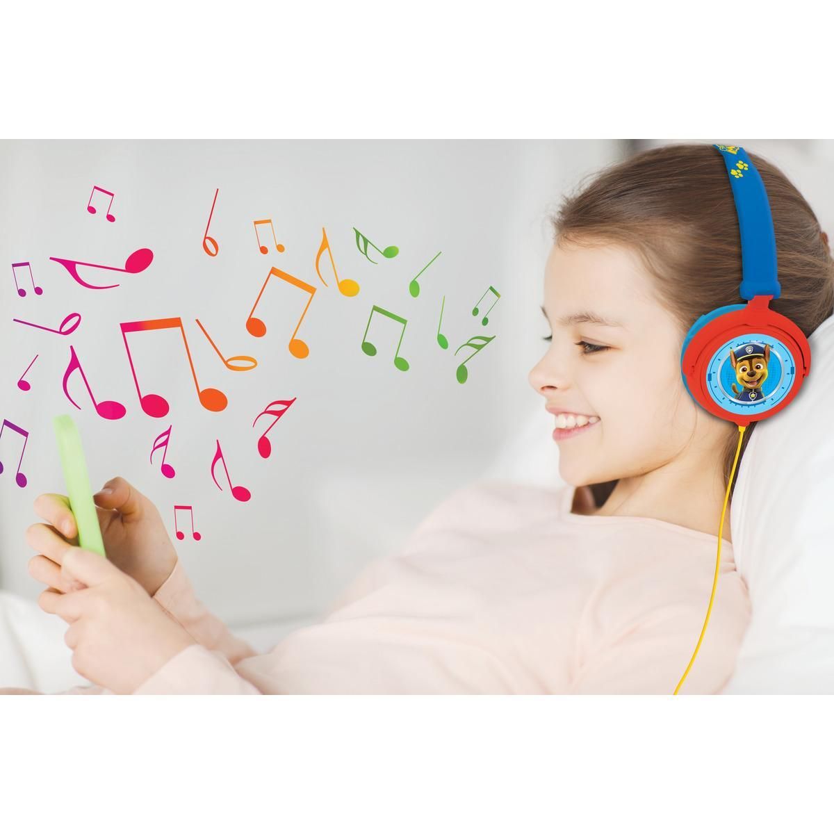 Lexibook Casque stéréo filaire pliable Pat' Patrouille pour enfants avec limitation de volume d'écoute