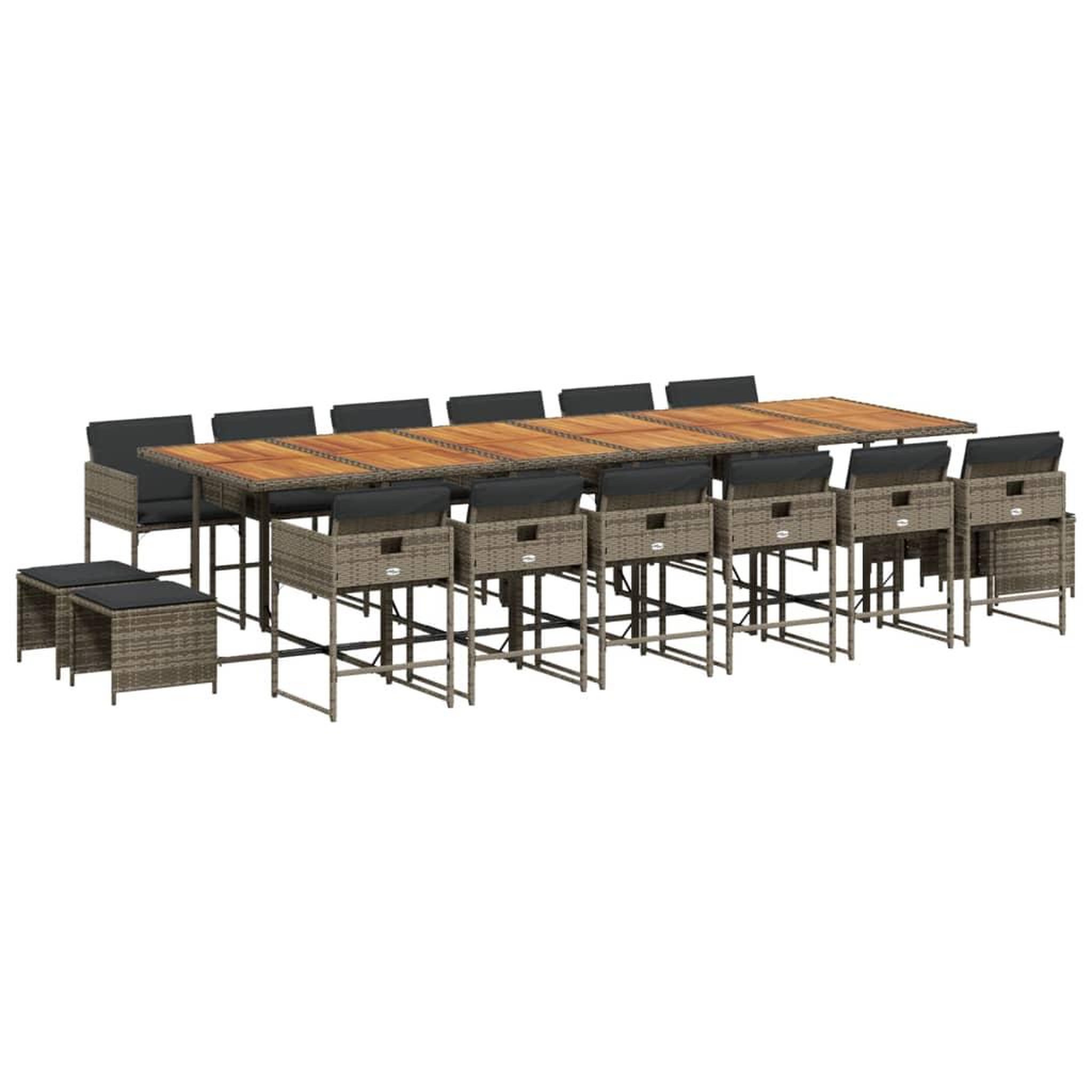 Voir la diapositive 2 : VIDAXL Ensemble a manger de jardin 17 pcs et coussins resine tressee