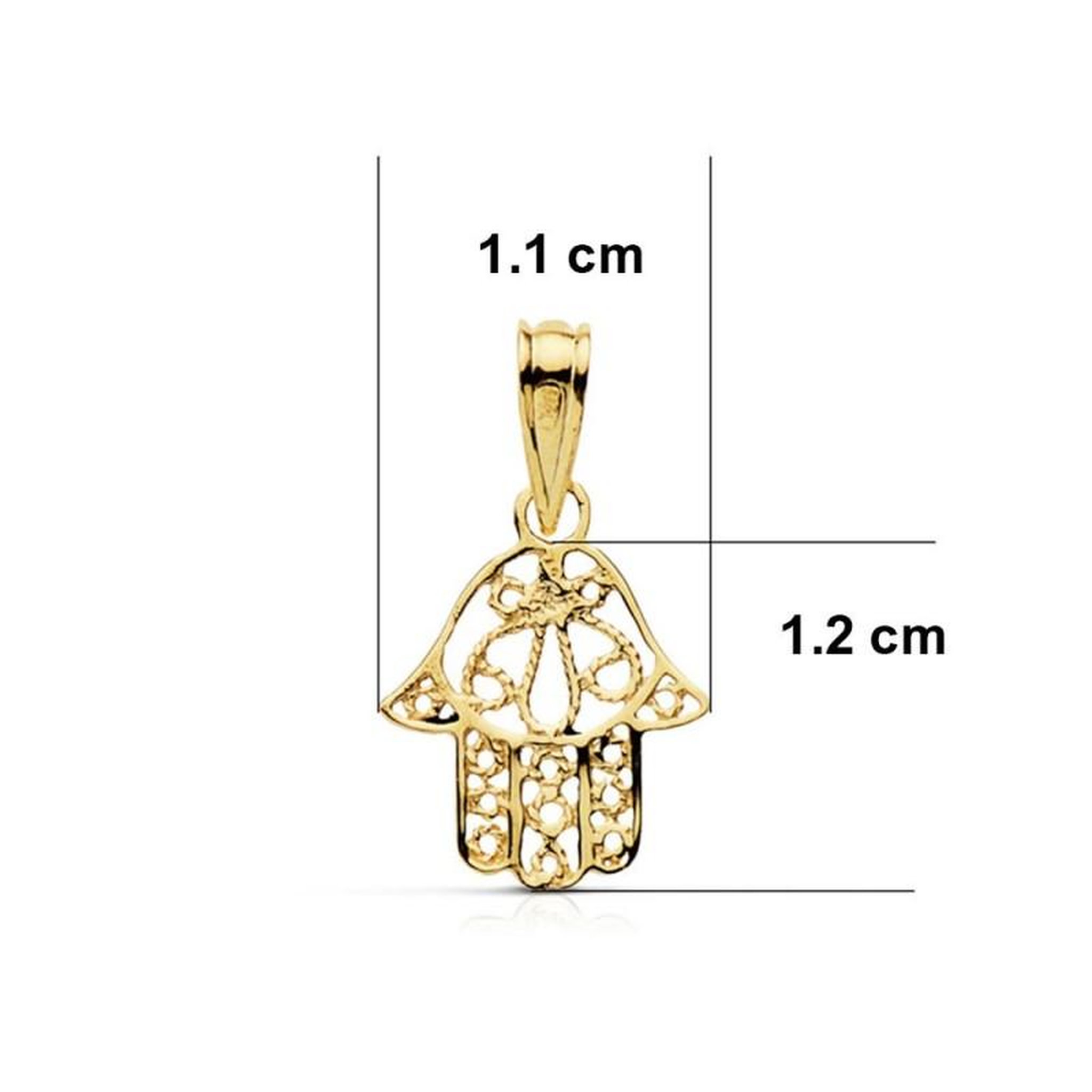 Voir la diapositive 2 : L'ATELIER D'AZUR Collier - Pendentif Or Jaune Main de Fatma - Chaine Dorée