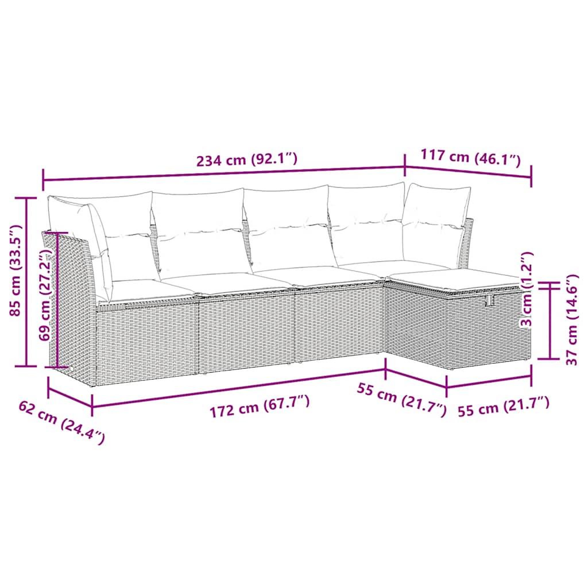 Voir la diapositive 6 : VIDAXL Salon de jardin 5 pcs avec coussins gris clair resine tressee