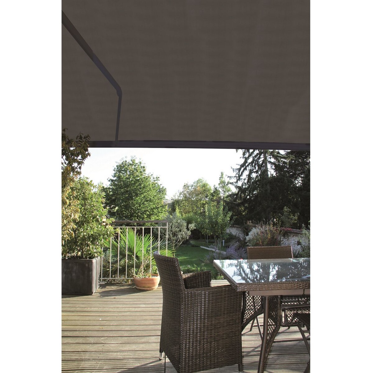 INTERSUN Store manuel 3x2m OTTAWA toile unie coffre intégral gris