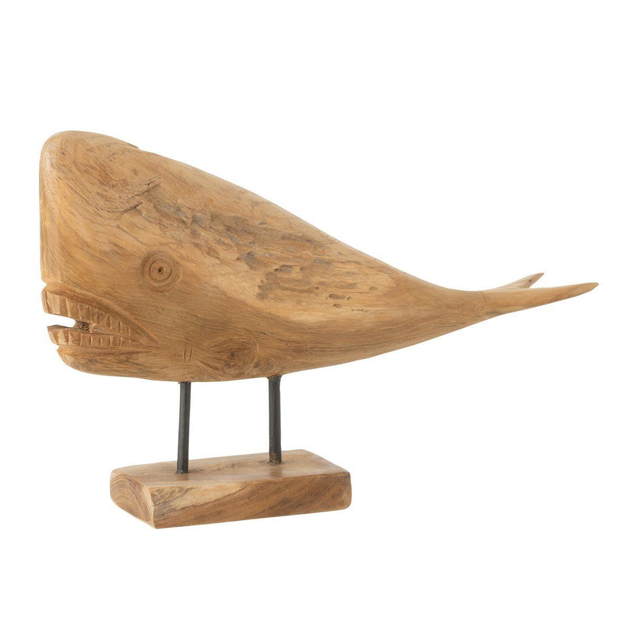 Voir la diapositive 1 : J-LINE Statuette déco en bois  baleine  40cm naturel