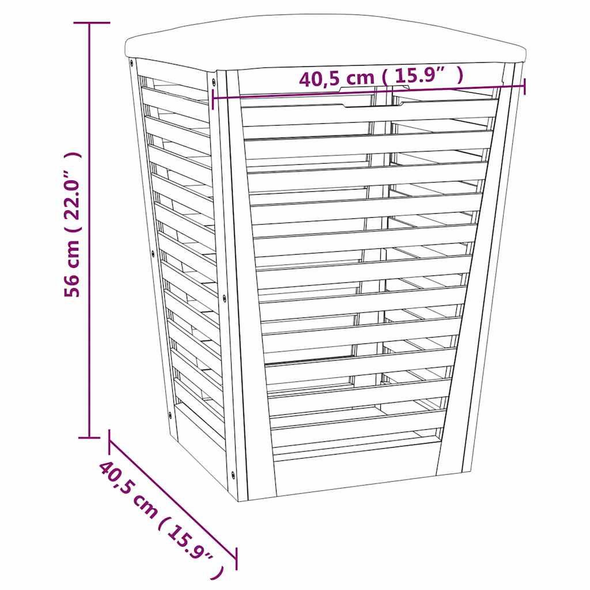 Voir la diapositive 6 : VIDAXL Tabouret de salle de bain 40,5x40,5x56 cm bois massif de noyer