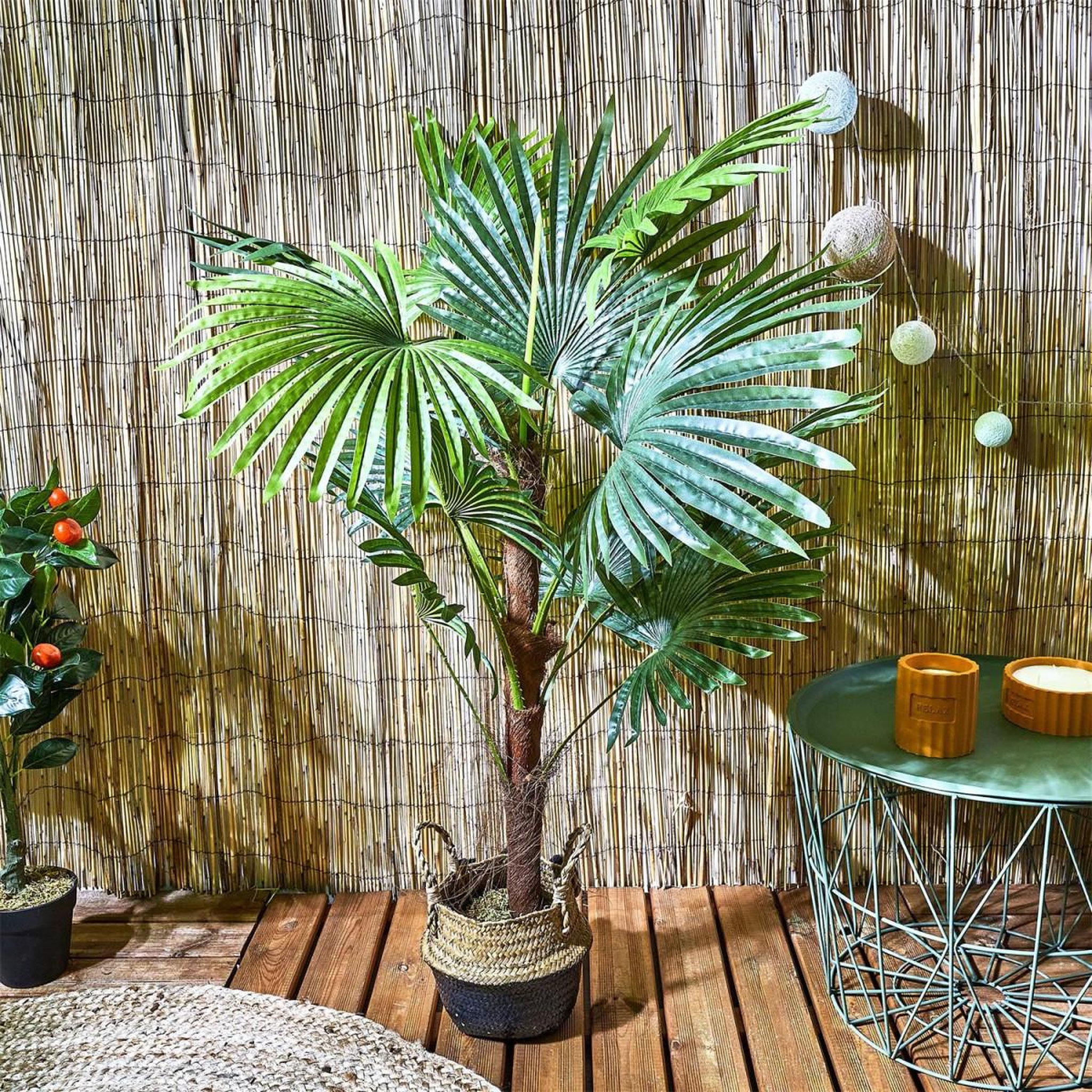 Voir la diapositive 2 : The Home Deco Factory Plante artificielle en pot  palmier  135cm vert & noir