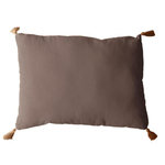 Paris Prix Coussin Déco Uni à Pompons  Panama  50x70cm Vison