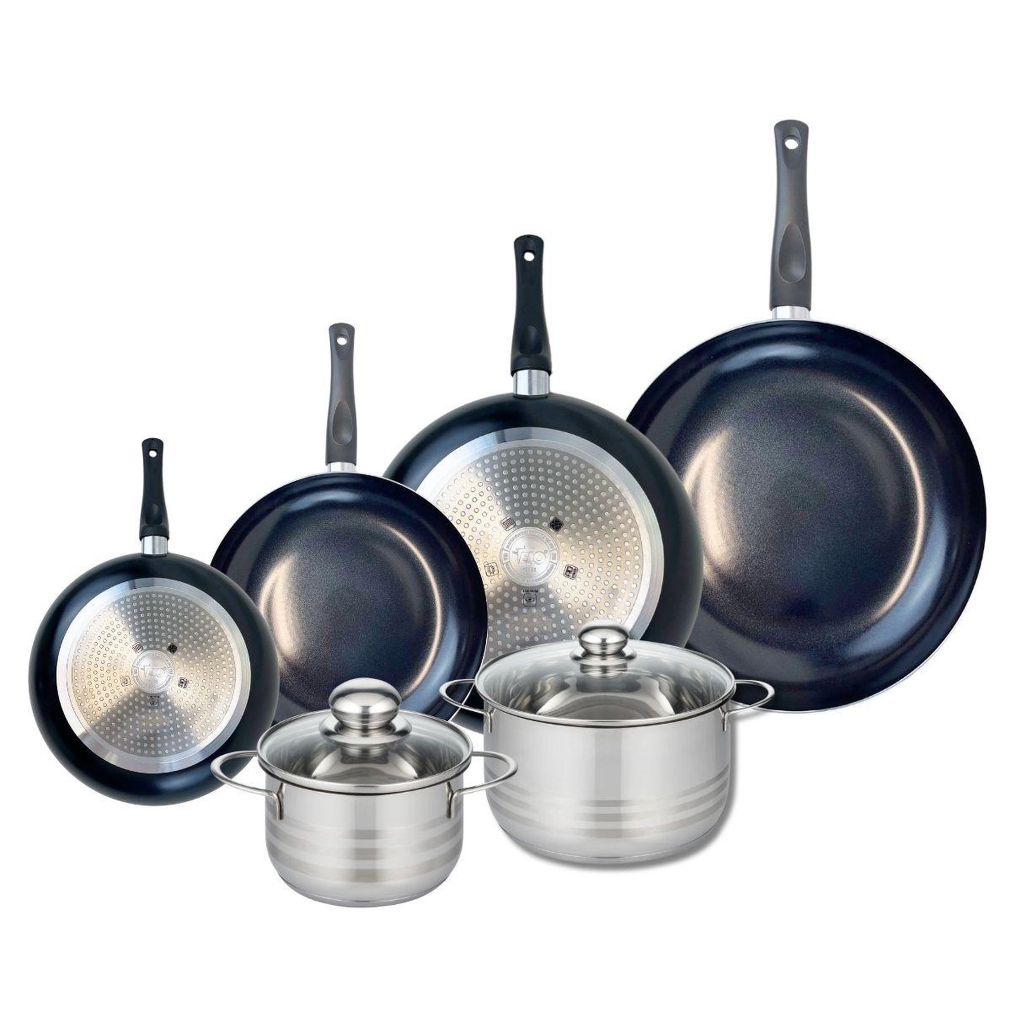 ELO Ensemble de 4 poêles de cuisson 20, 24, 28 et 32 cm et 2 faitouts 16 et 20 cm elo prima brillant