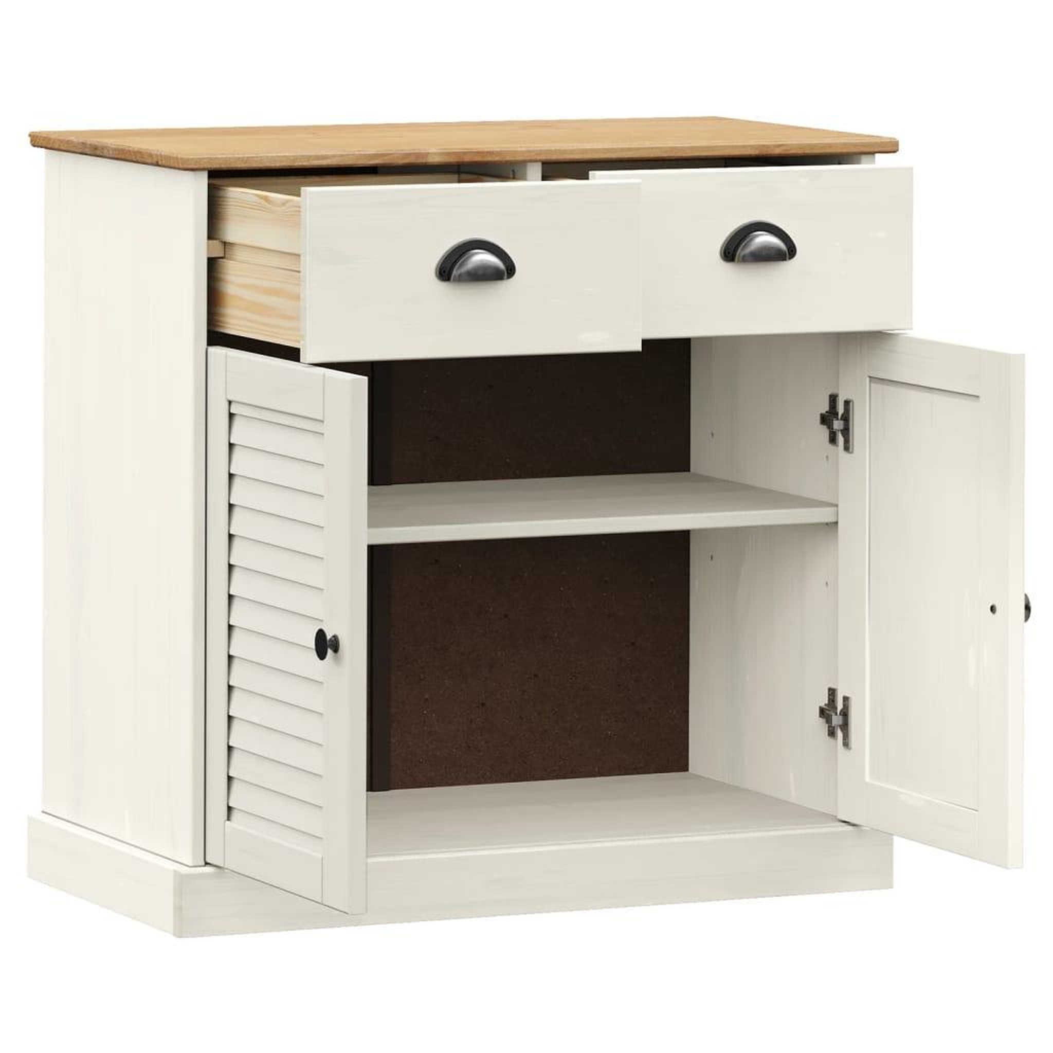 Voir la diapositive 4 : VIDAXL Buffet avec tiroirs VIGO 78x40x75 cm blanc bois massif de pin