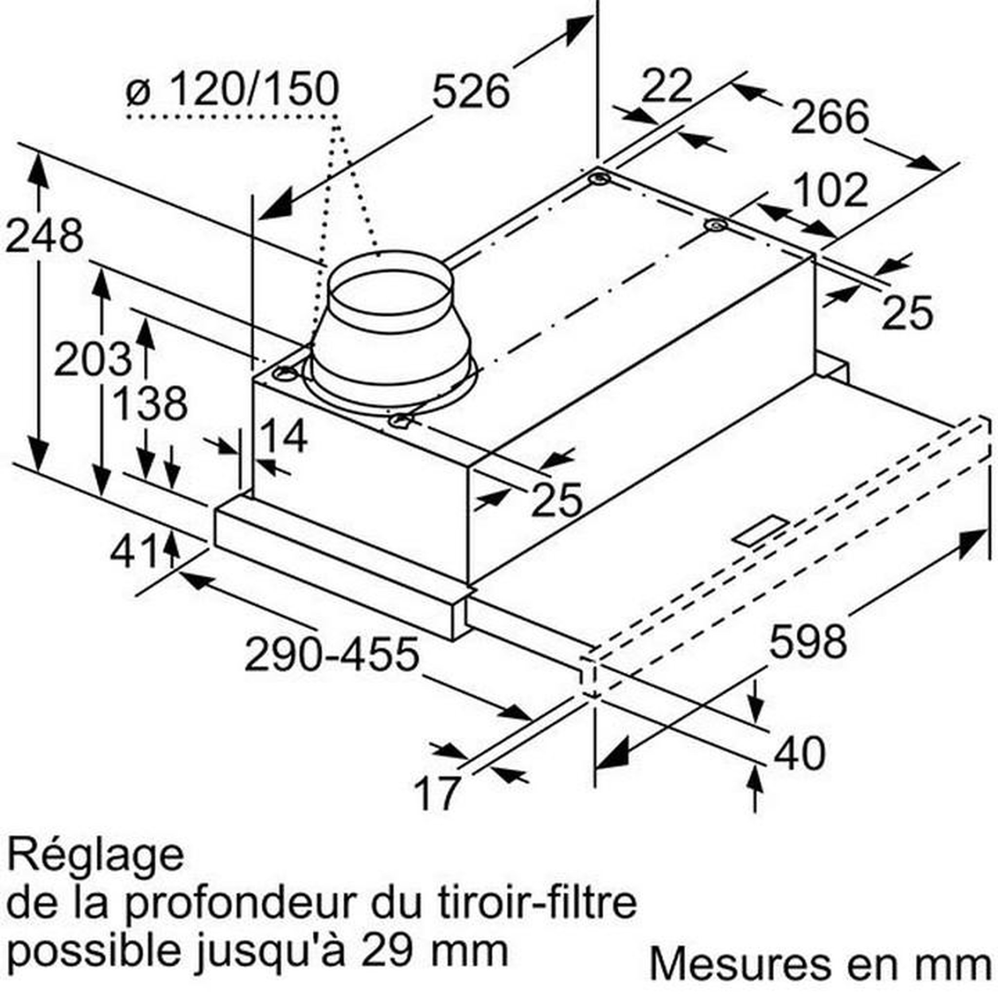 Voir la diapositive 4 : BOSCH Hotte télescopique 60cm 405m³/h silver - dfm064a53