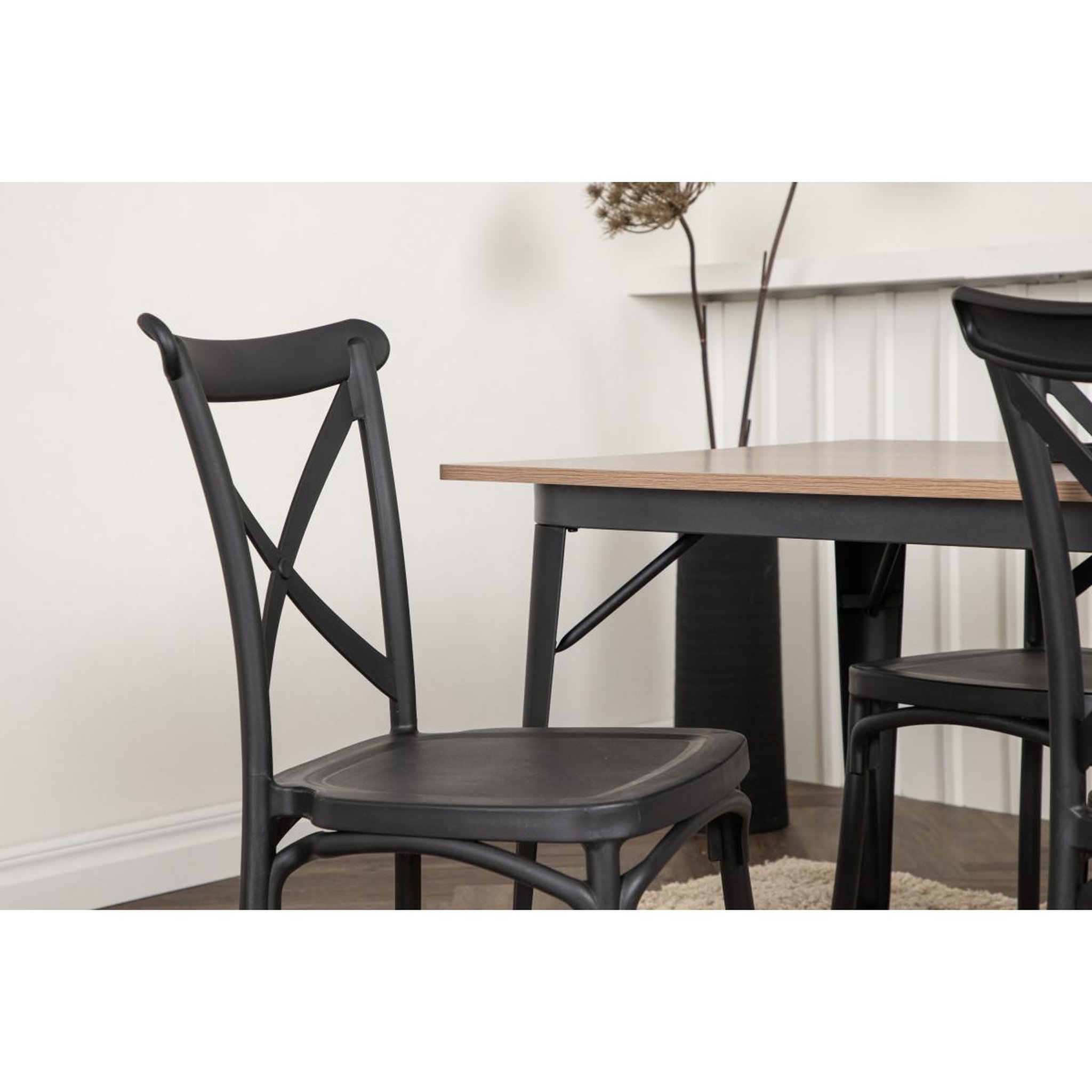 Voir la diapositive 6 : Paris Prix Ensemble table à manger & 4 chaises  tempe & crosett  140cm naturel & noir