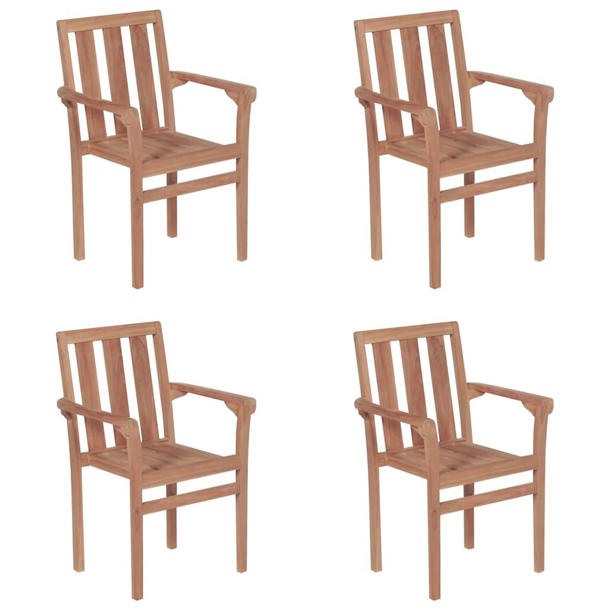 Voir la diapositive 3 : VIDAXL Chaises de jardin empilables avec coussins lot de 4 Teck solide