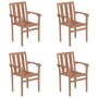 Voir la diapositive 3 : VIDAXL Chaises de jardin empilables avec coussins lot de 4 Teck solide