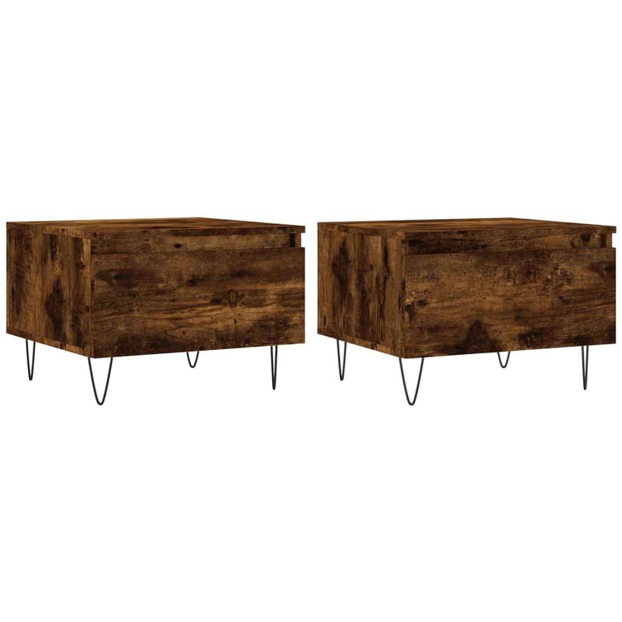 Voir la diapositive 2 : VIDAXL Tables basses 2 pcs chene fume 50x46x35 cm bois d'ingenierie