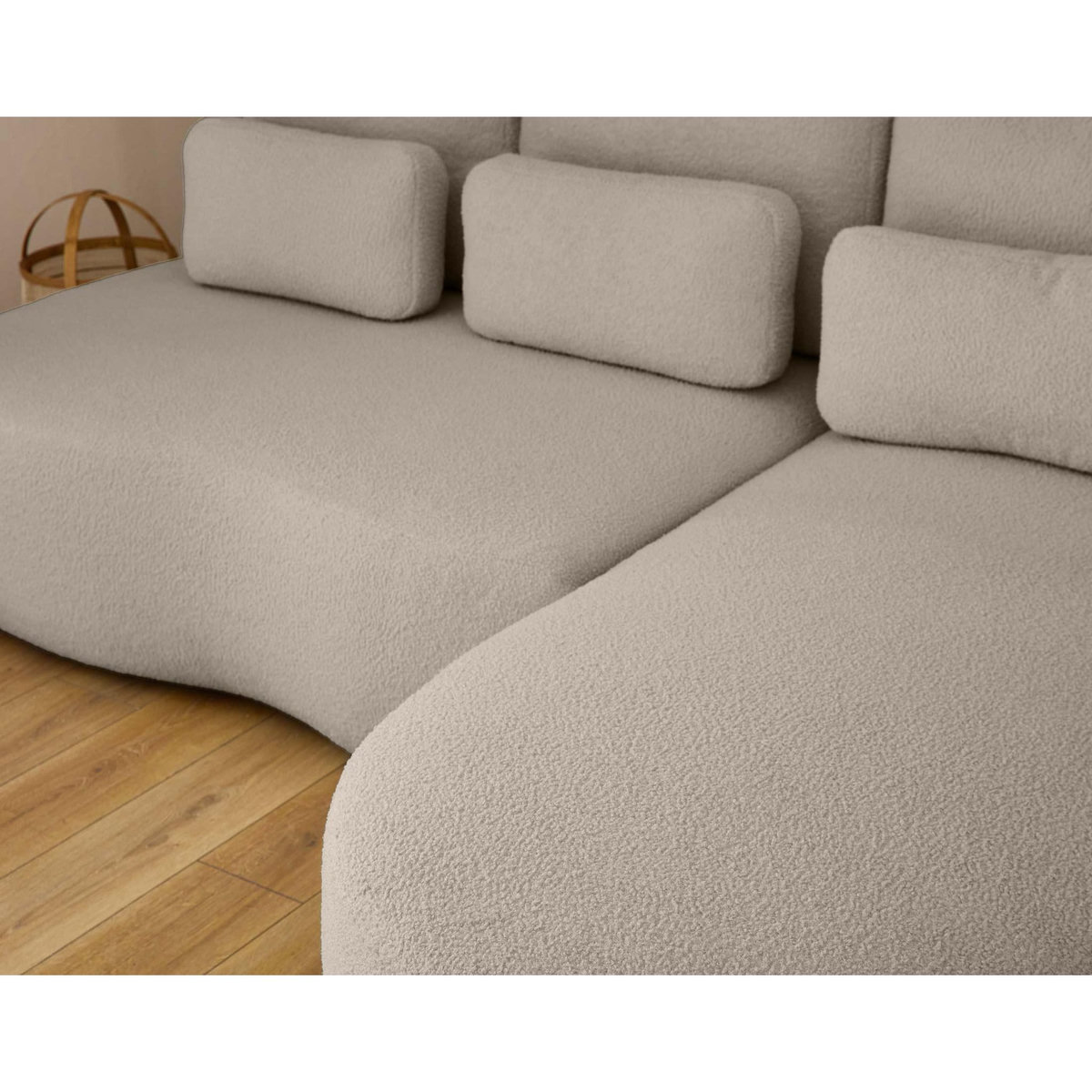 LISA DESIGN Mahina - canapé d'angle droit - 4 places - convertible avec coffre - en tissu bouclette