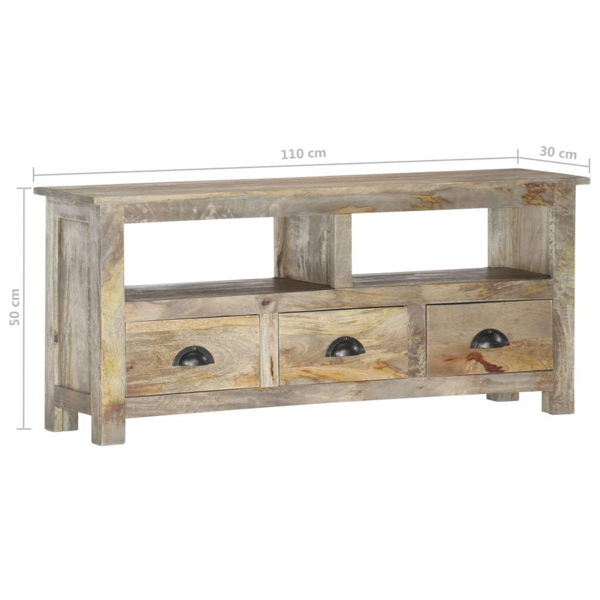 Voir la diapositive 6 : VIDAXL Meuble tv 110x30x50 cm bois massif de manguier