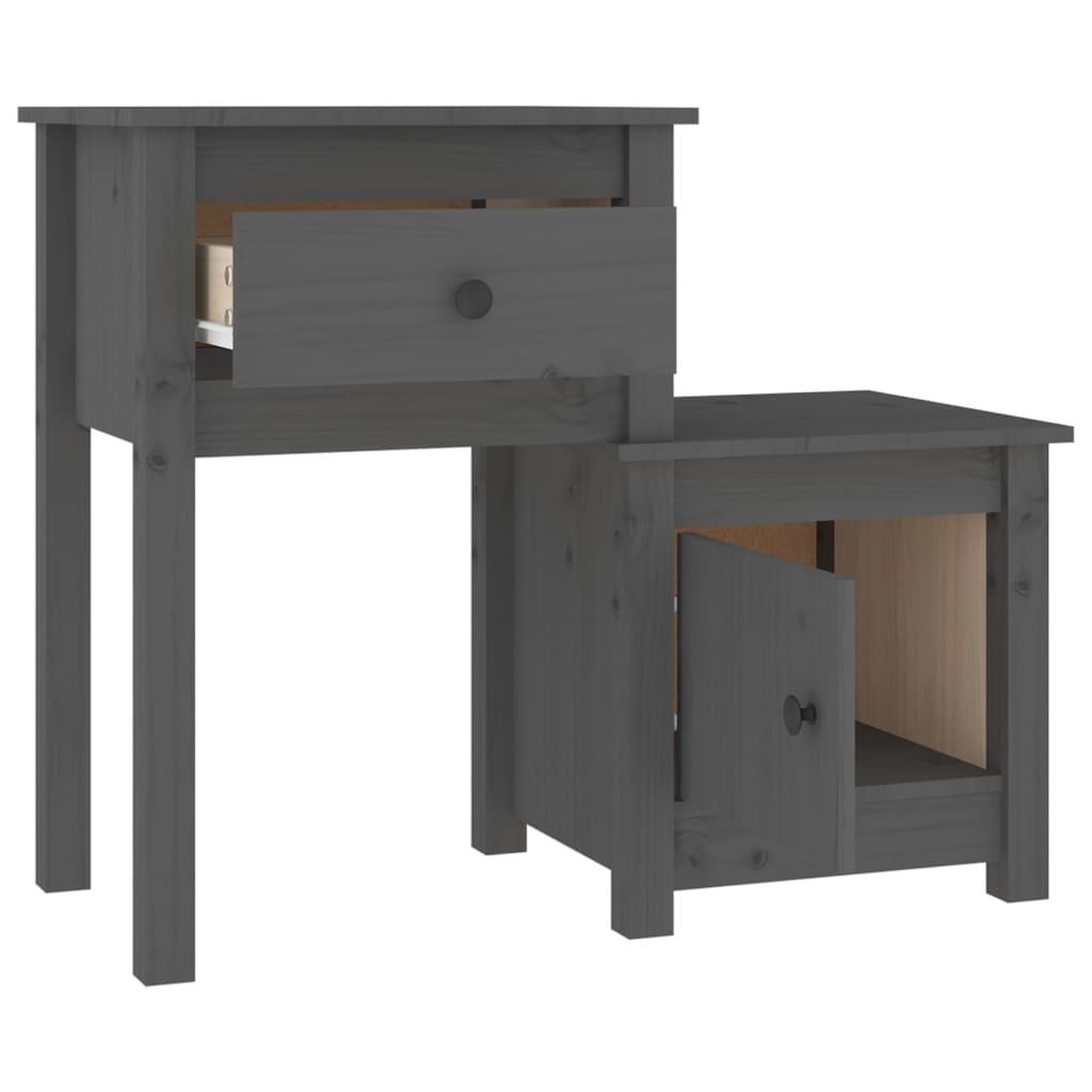 Voir la diapositive 4 : VIDAXL Tables de chevet 2 pcs Gris 79,5x38x65,5 cm Bois de pin massif