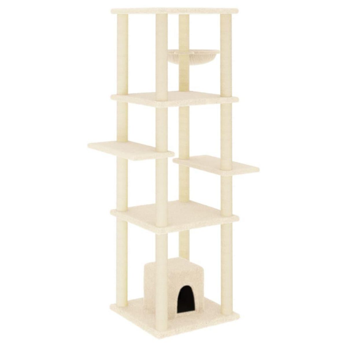 VIDAXL Arbre a chat avec griffoirs en sisal Creme 154 cm