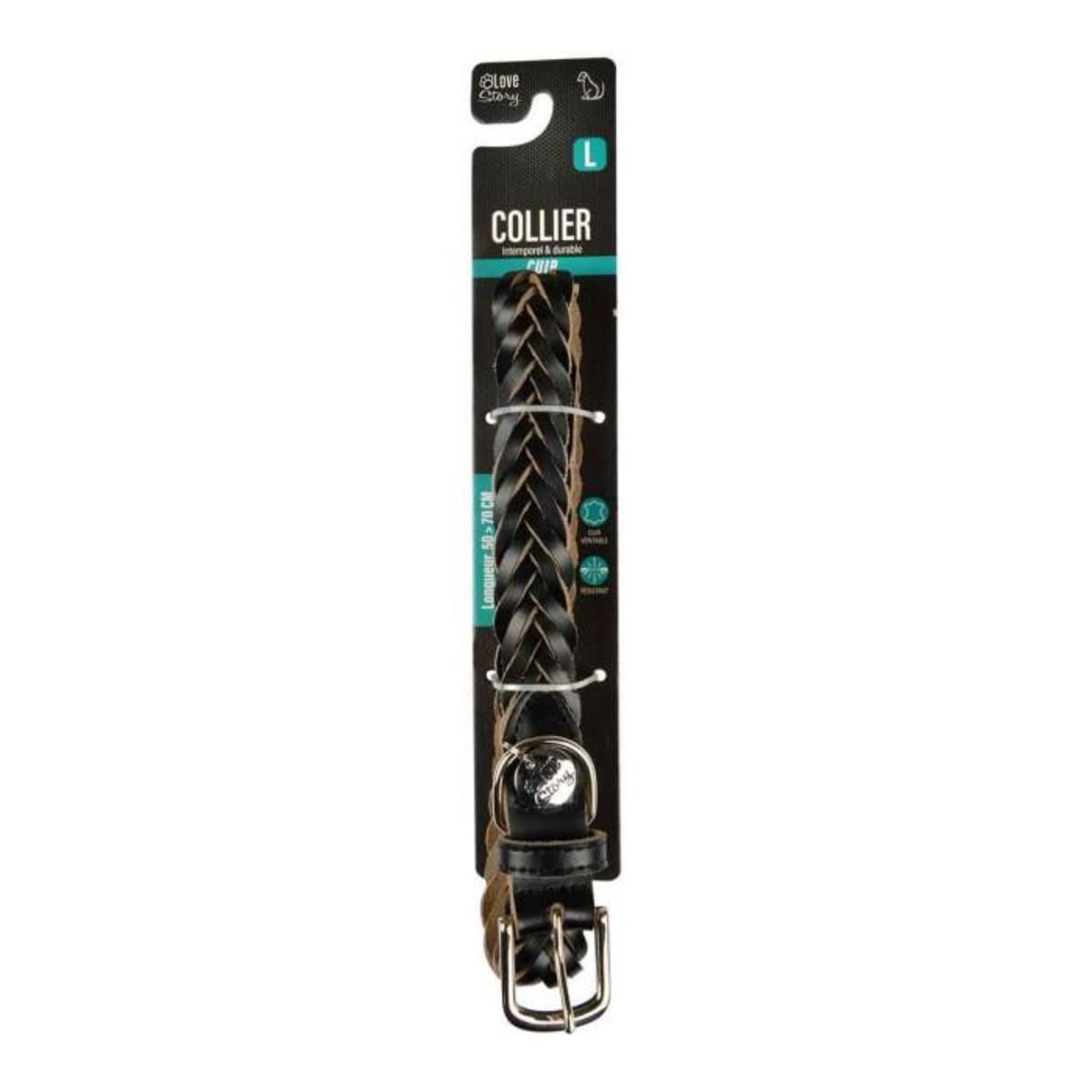 Paris Prix Collier pour Chien Réglable  Tressé  50-70cm Noir