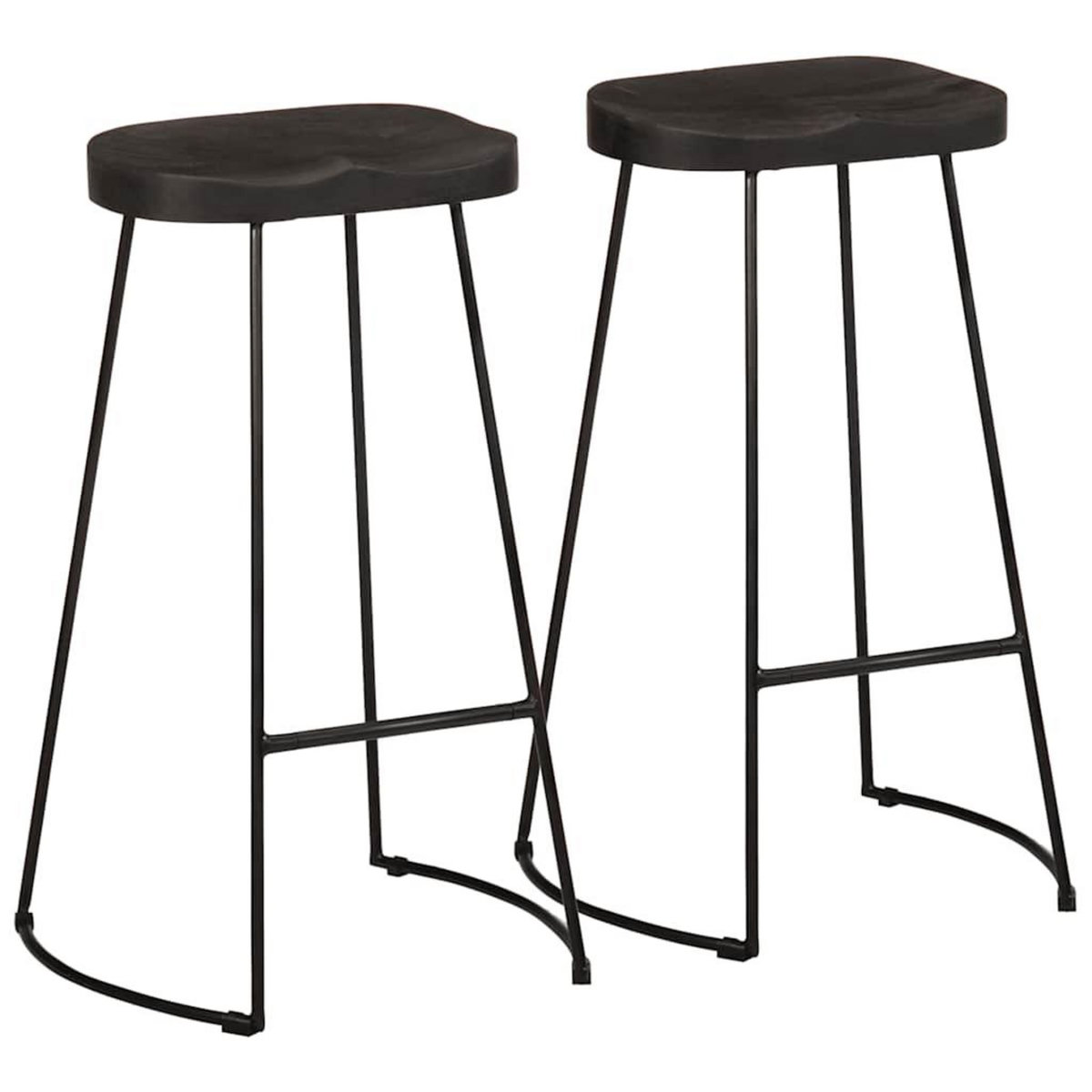 VIDAXL Tabourets de bar lot de 2 noir 45x40x78 cm bois manguier massif