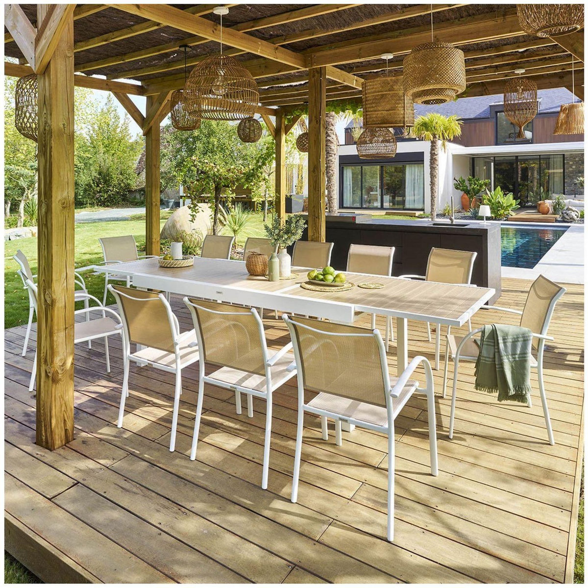 HESPERIDE Table de jardin extensible Piazza en aluminium - 12 Places