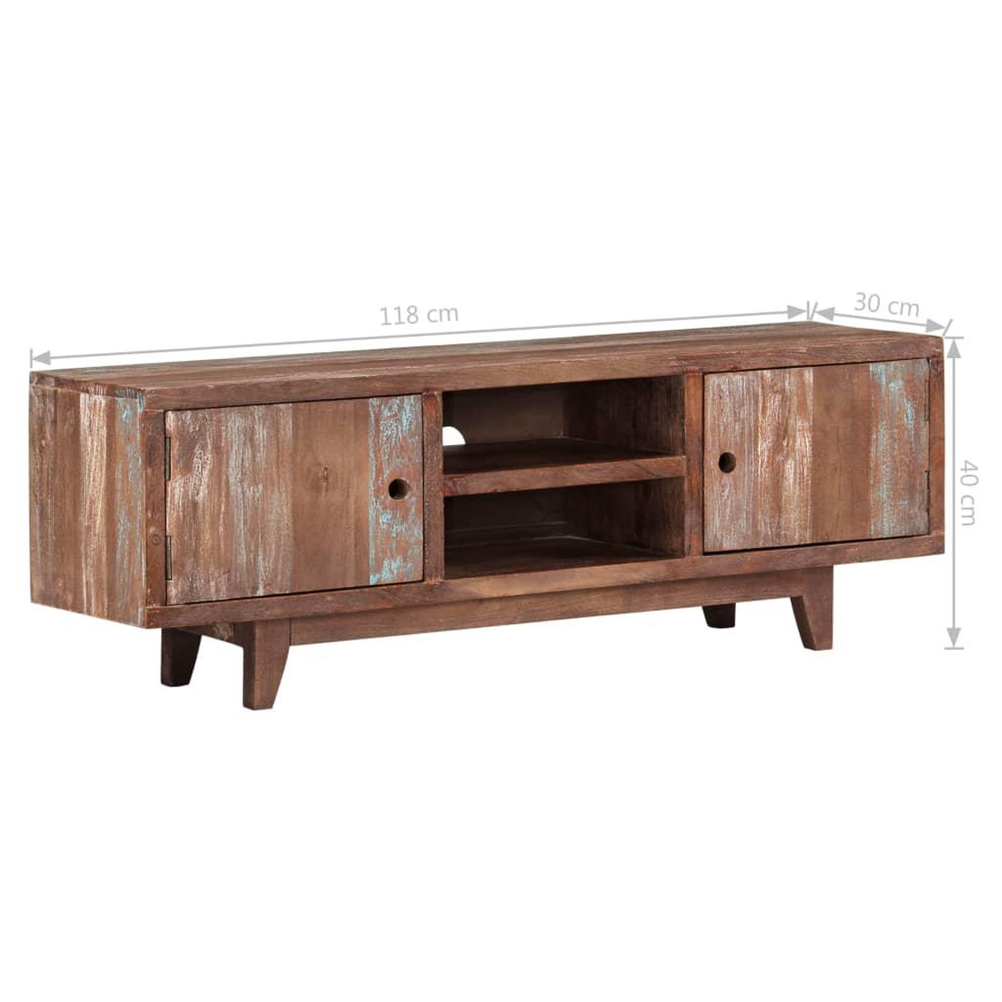 Voir la diapositive 6 : VIDAXL Meuble TV Bois d'acacia massif Vintage 118 x 30 x 40 cm