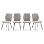 HOMIFAB Lot de 4 chaises en tissu gris clair et simili cuir - Garance