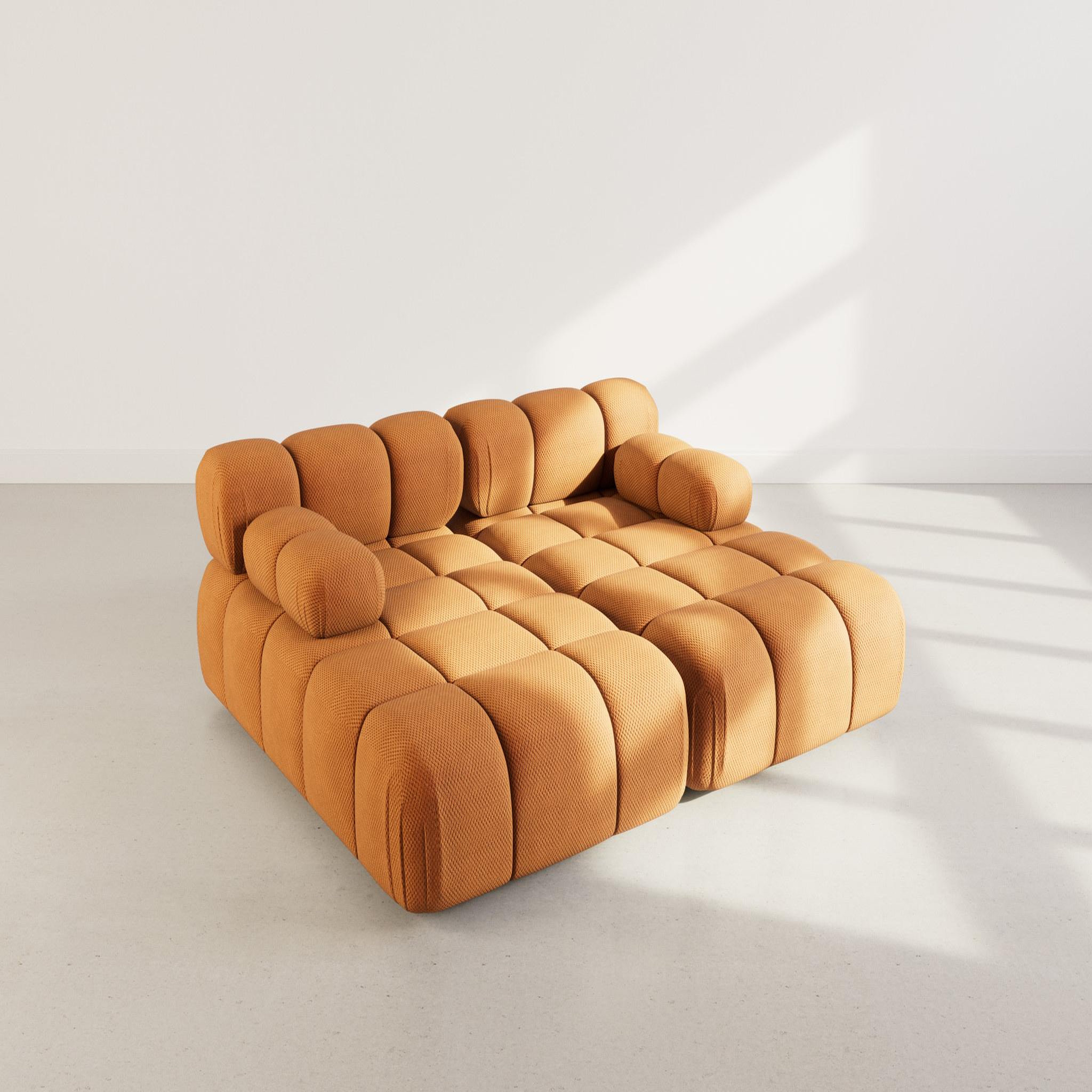 Voir la diapositive 3 : LISA DESIGN Ruby - canapé droit 4 places avec double méridienne - assise profonde - en velours texturé