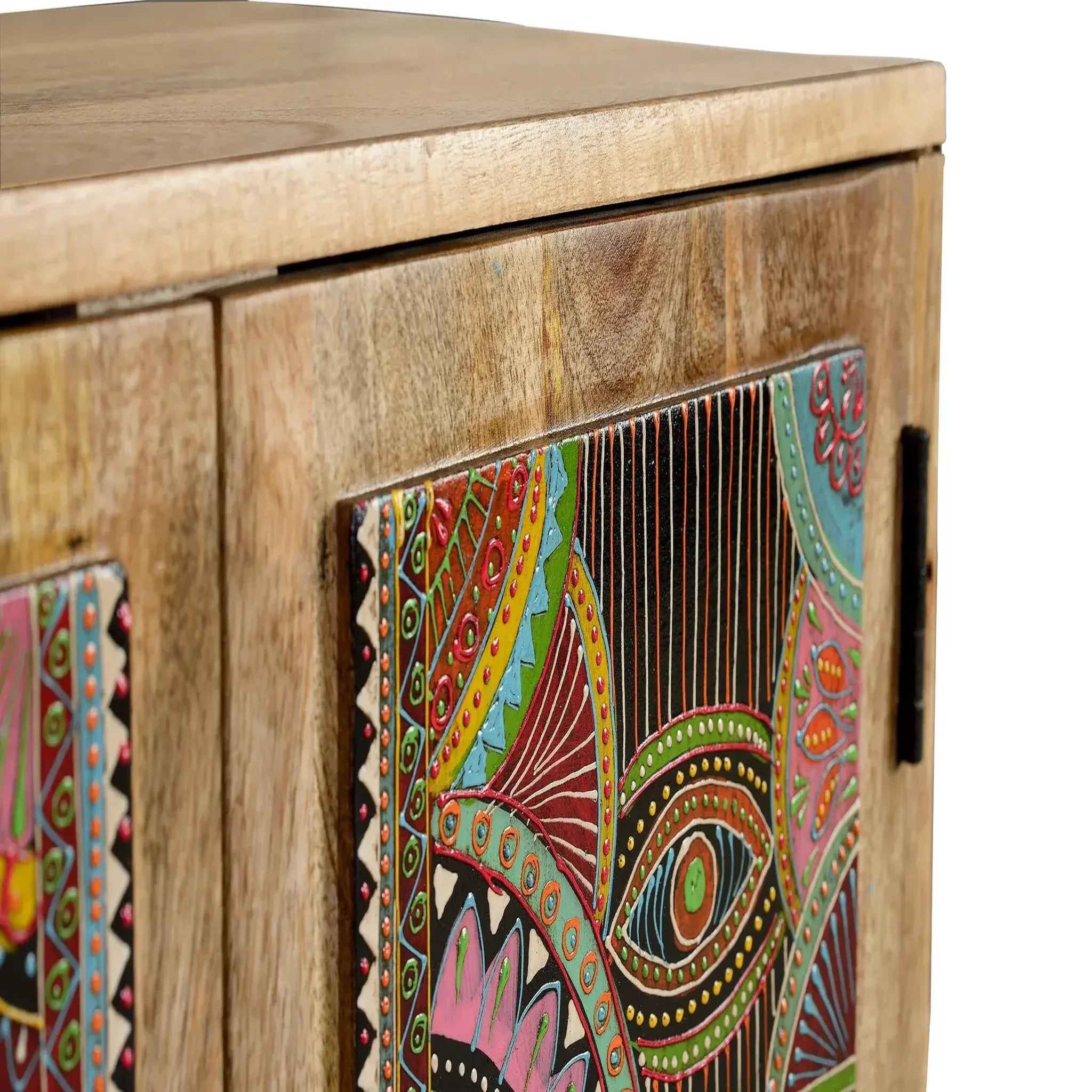 Voir la diapositive 4 : GINER Y COLOMER SL Meuble d'appoint en bois de manguier 60 cm style boho ethnique