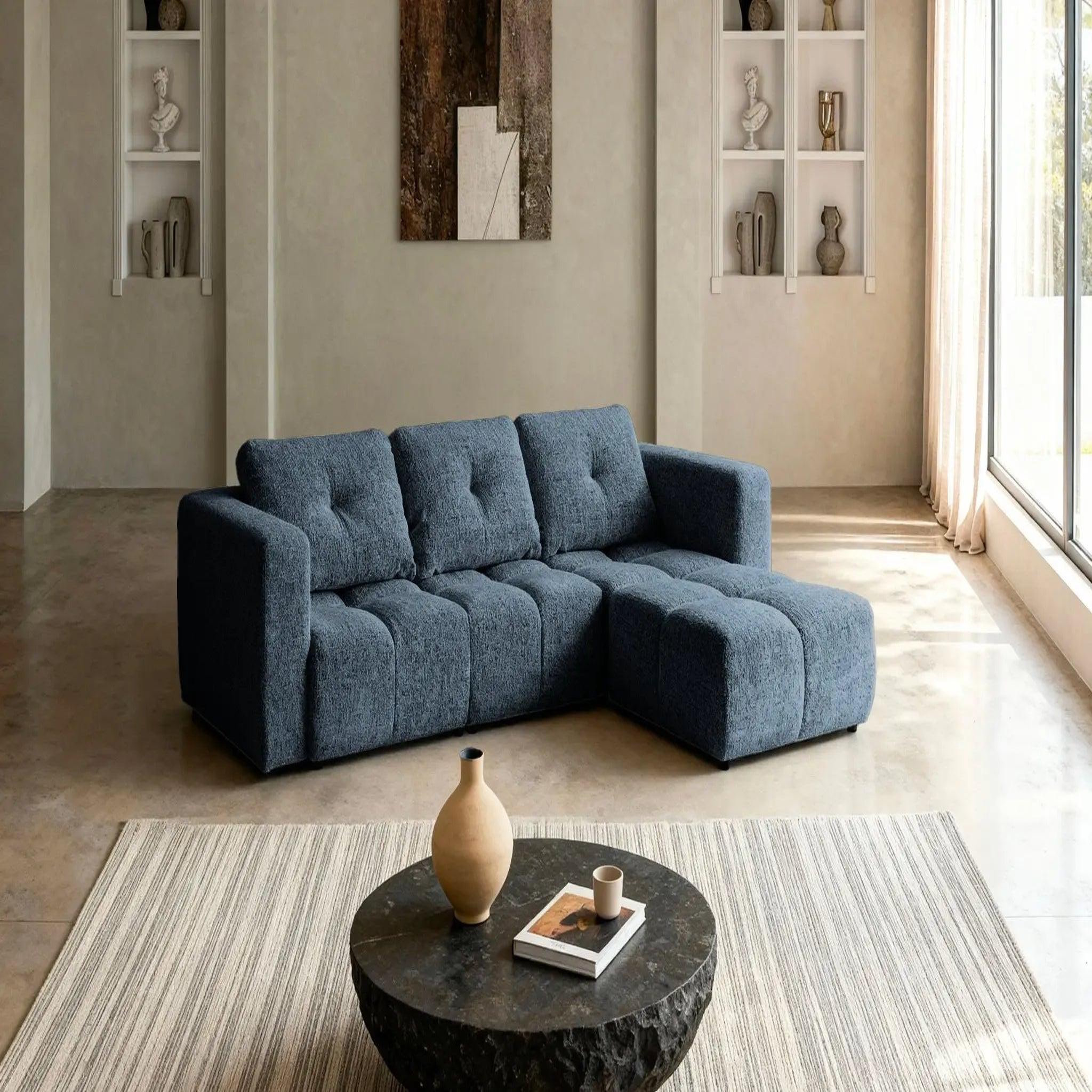Voir la diapositive 6 : CASANOVA PARIS Romy 4 places - canapé d'angle convertible tissu chenille 4 places