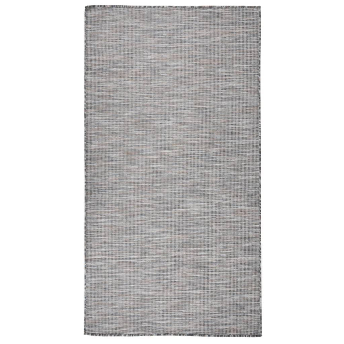VIDAXL Tapis a tissage plat d'exterieur 80x150 cm Marron et bleu