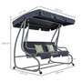 Voir la diapositive 3 : OUTSUNNY Balancelle de jardin 3 places convertible toit inclinaison réglable 2 tablettes support coussins acier polyester gris