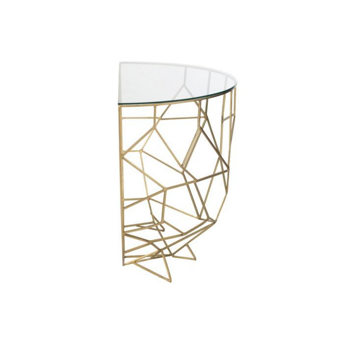 Paris Prix Console Design en Verre  Moza  90cm Or