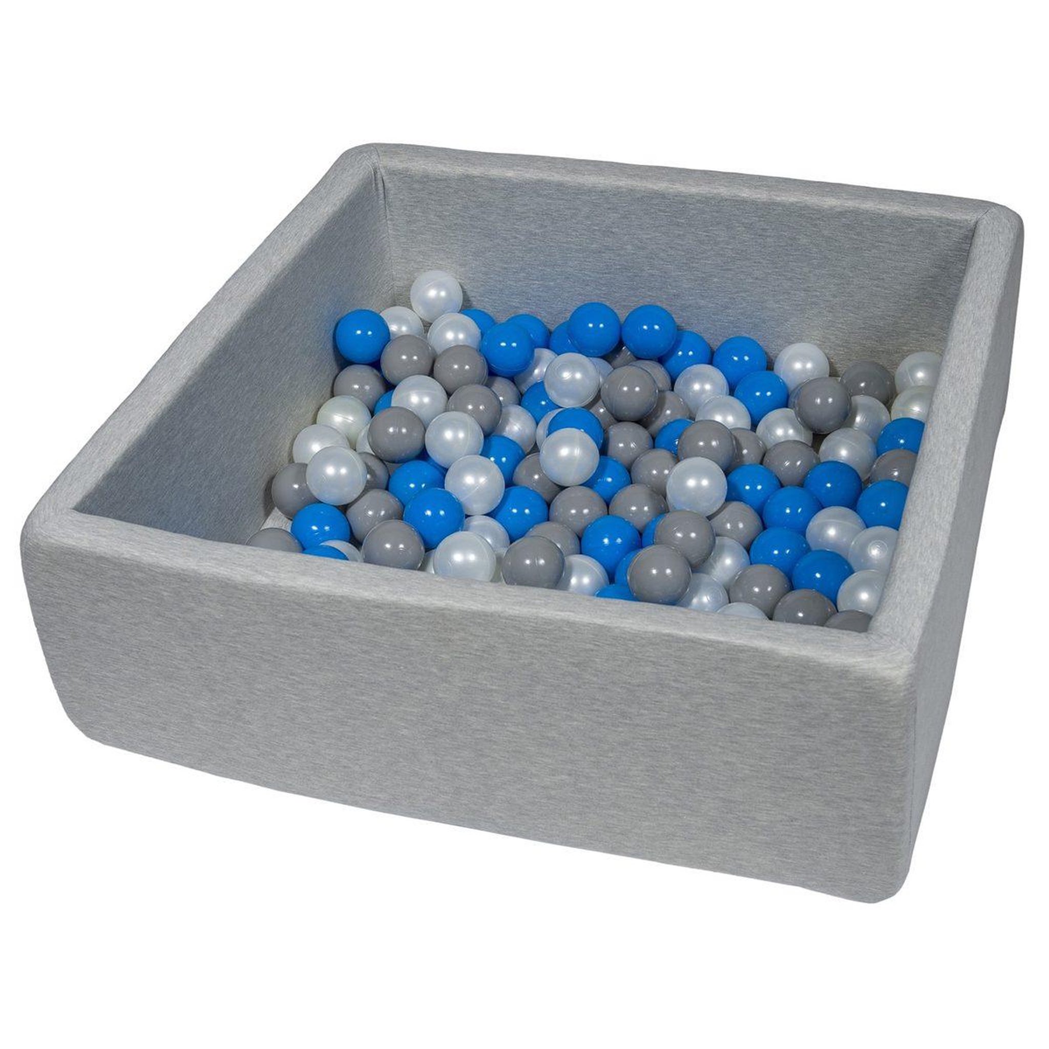 VELINDA Piscine à balles pour enfant, dimensions: 90x90 cm + 150 balles perle, bleu, gris