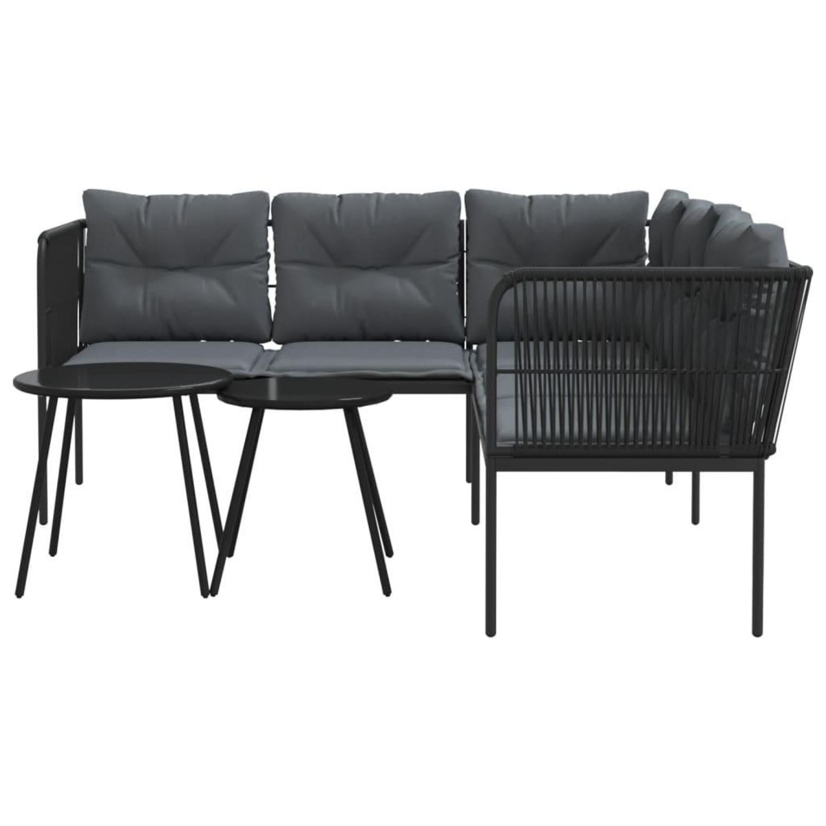 VIDAXL Ensemble de canapes de jardin et coussins noir acier textilene
