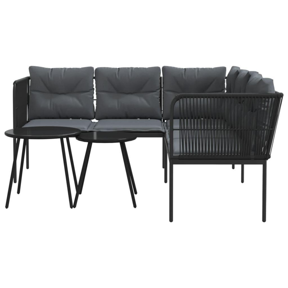 VIDAXL Ensemble de canapes de jardin et coussins noir acier textilene