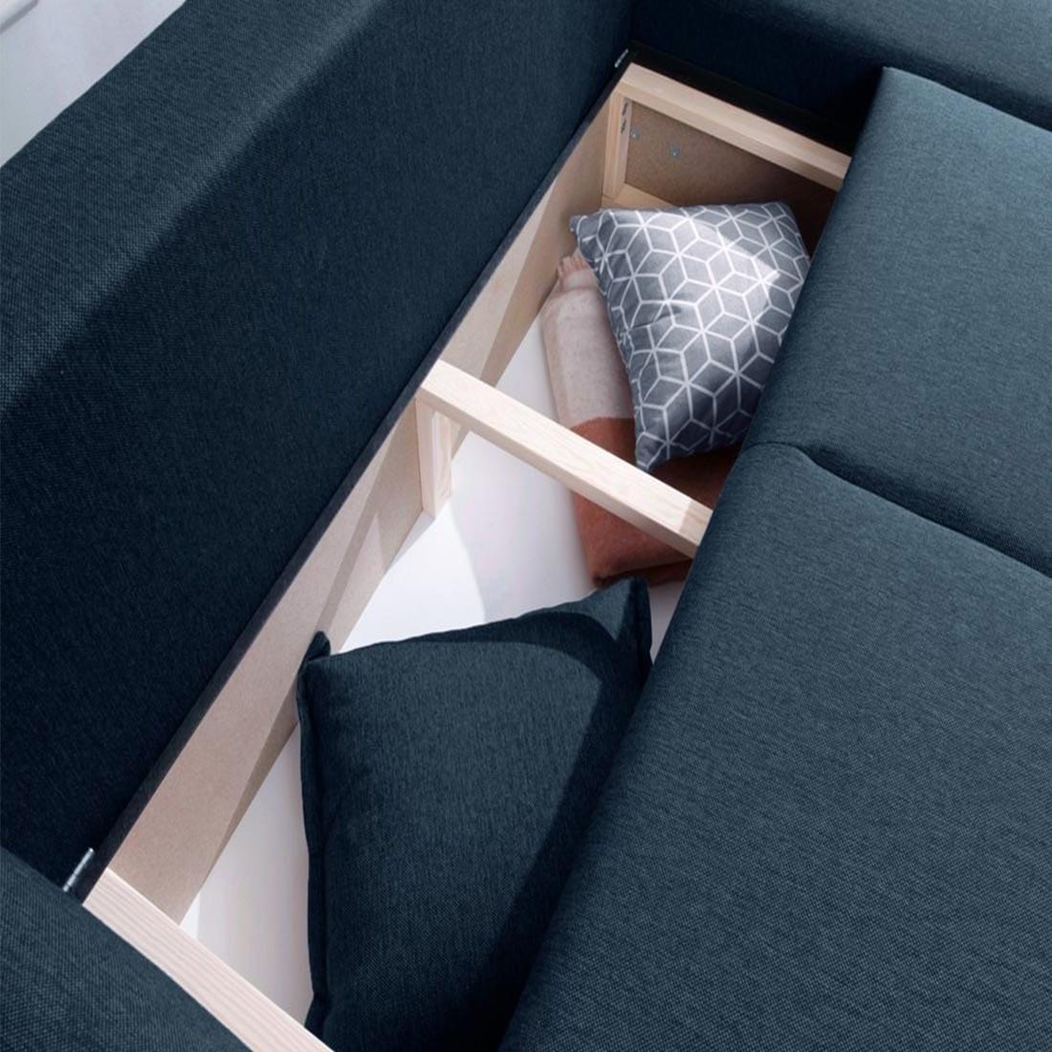 Voir la diapositive 5 : BEST MOBILIER Lena - canapé d'angle panoramique convertible - avec coffre - 7 places - gauche