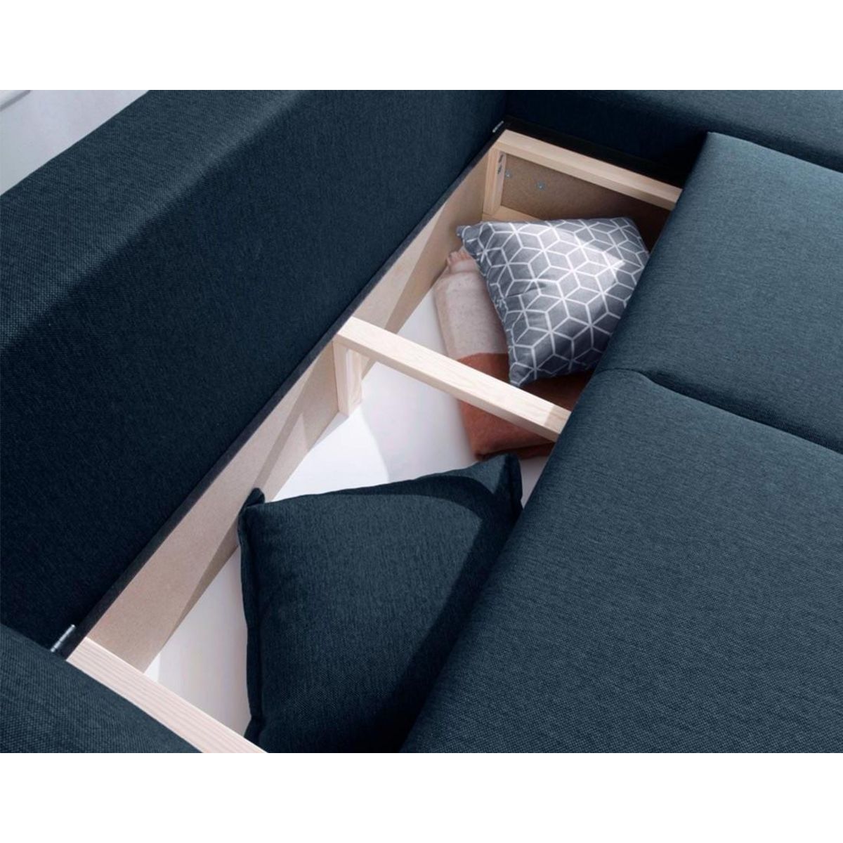 BEST MOBILIER Lena - canapé d'angle panoramique convertible - avec coffre - 7 places - gauche