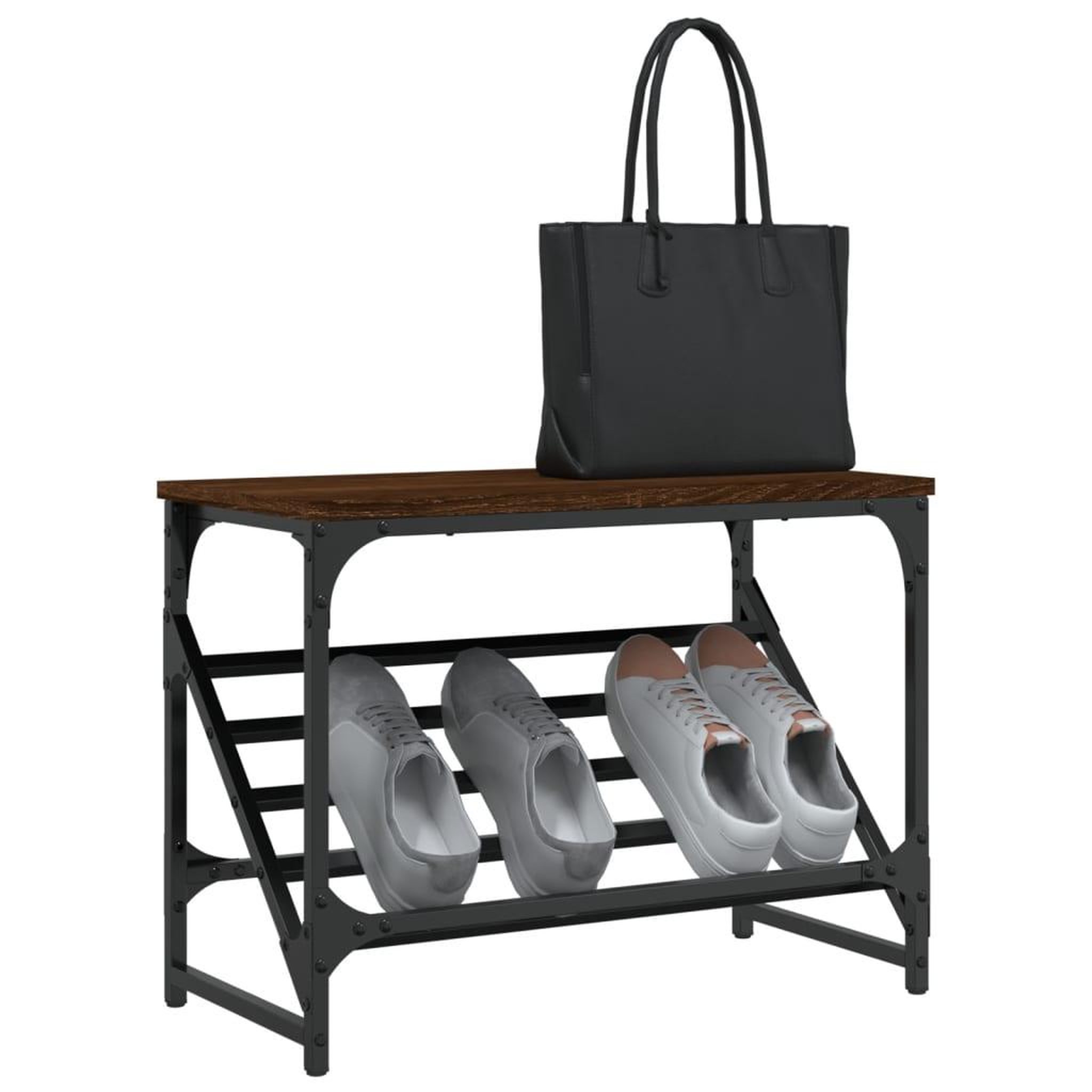 Voir la diapositive 3 : VIDAXL Etagere a chaussures chene marron 60x30x45 cm bois d'ingenierie